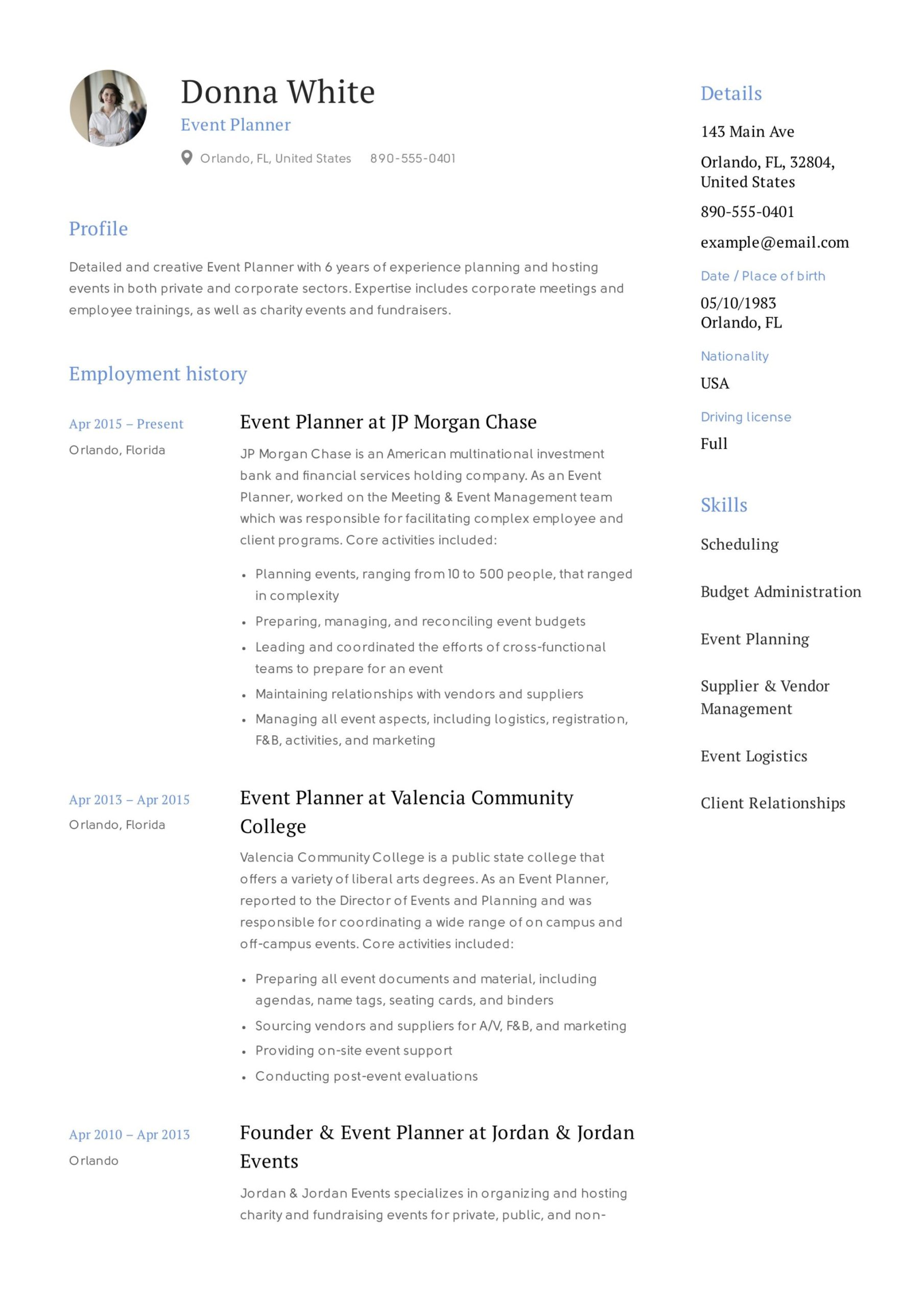 Party Planning event Layout Resume Samples Guide: event Planner Resume 12 Templates Pdf 2022