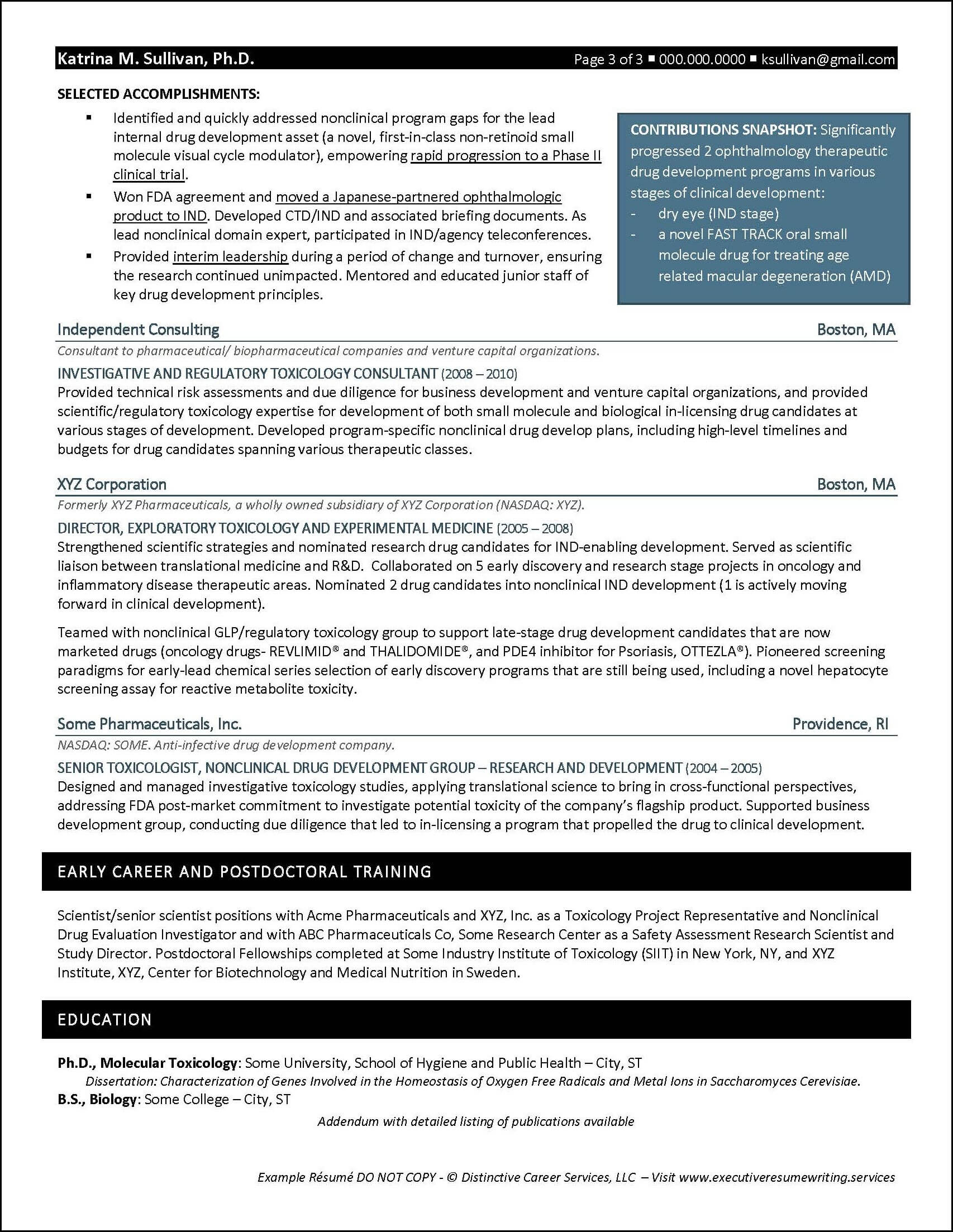 Research and Development Due Diligence Vice President Sample Resume Example Executive Resumes & Other Career Marketing Documents