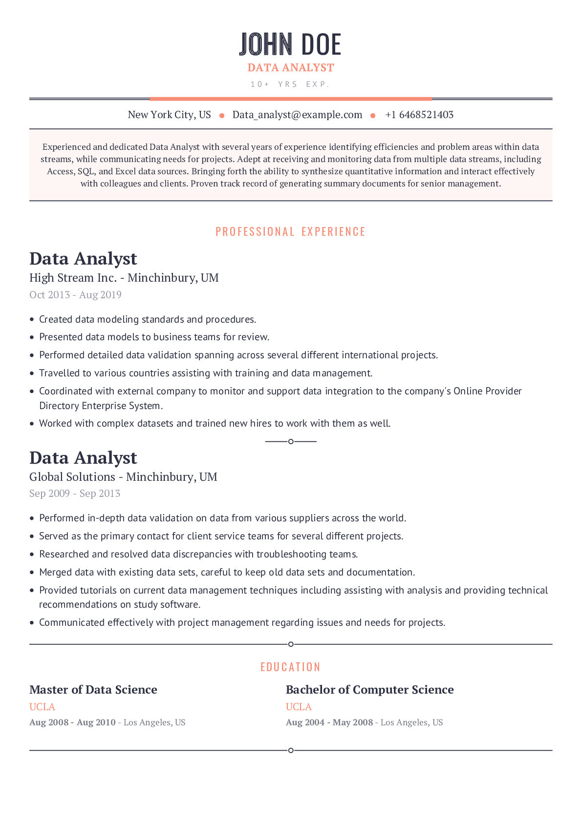 Resume Sample for Data Integration Director Data Analyst Resume Example with Content Sample Craftmycv