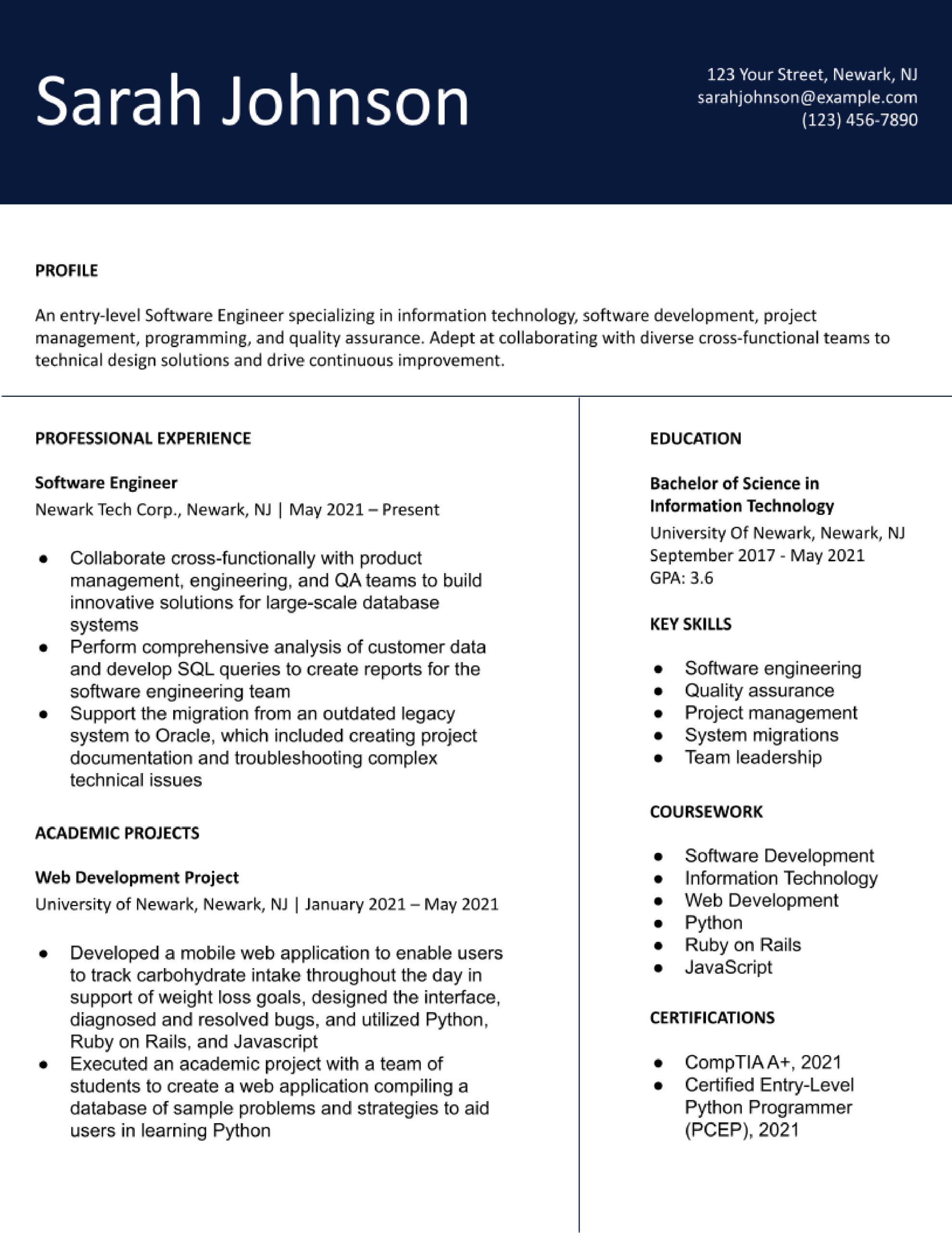 Resume Summary Of Qualifications Sample Entry Level Entry-level Information Technology Resume Examples In 2022 …