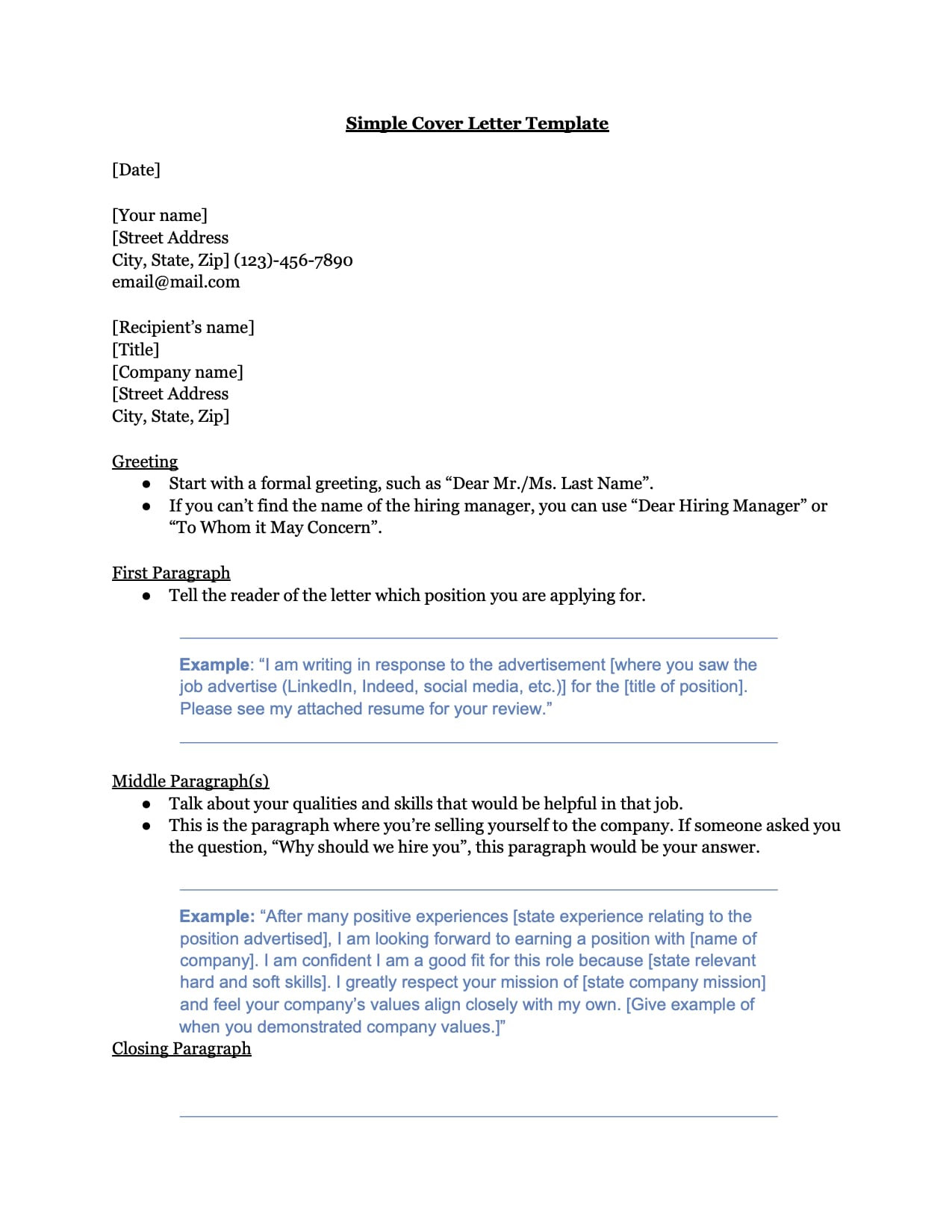 Sample Cover Letter for Resume format Cover Letter Templates From Jobscan