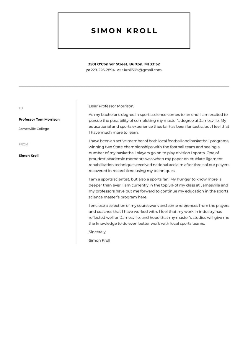 Sample Cover Letter for Resume Grad School Masters Cover Letter Examples & Expert Tips [free] Â· Resume.io