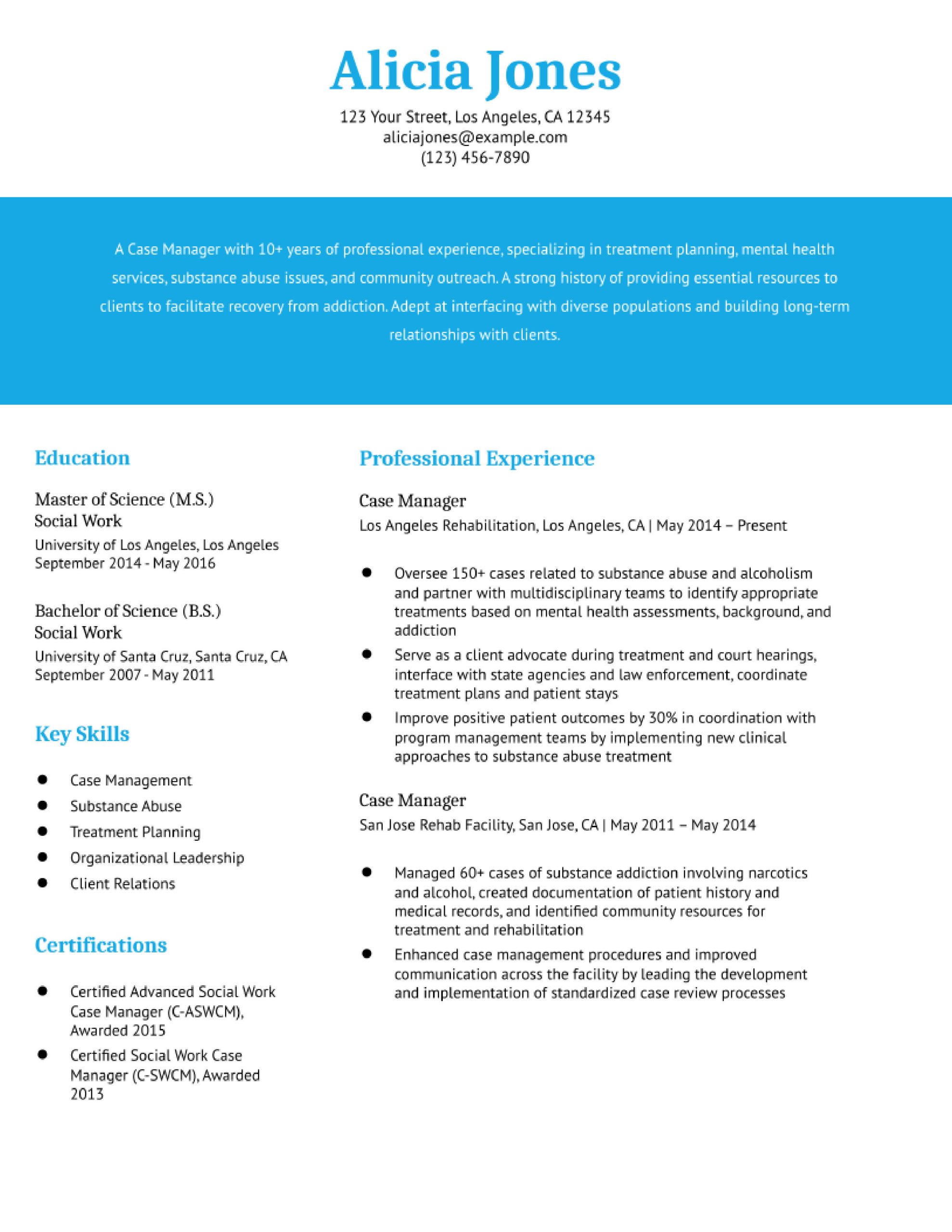 Sample Entry Level Case Manager Resumes Case Manager Resume Examples In 2022 – Resumebuilder.com