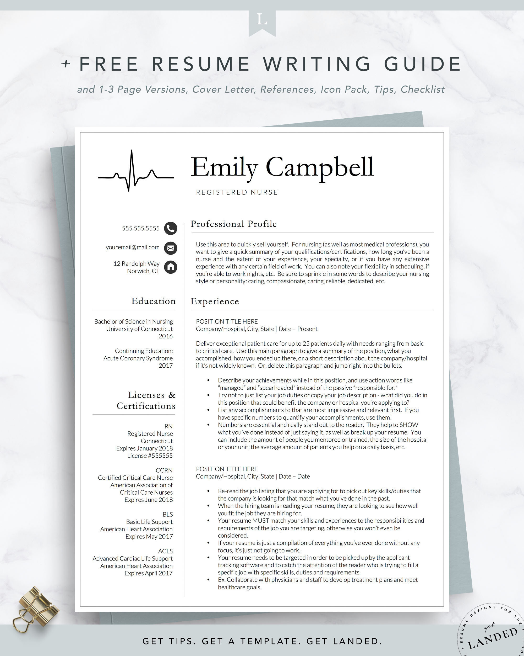 Sample Nurse Resume Cover Letter Guidelines Nurse Practitioner Resume Template / Registered Nurse Resume – Etsy.de