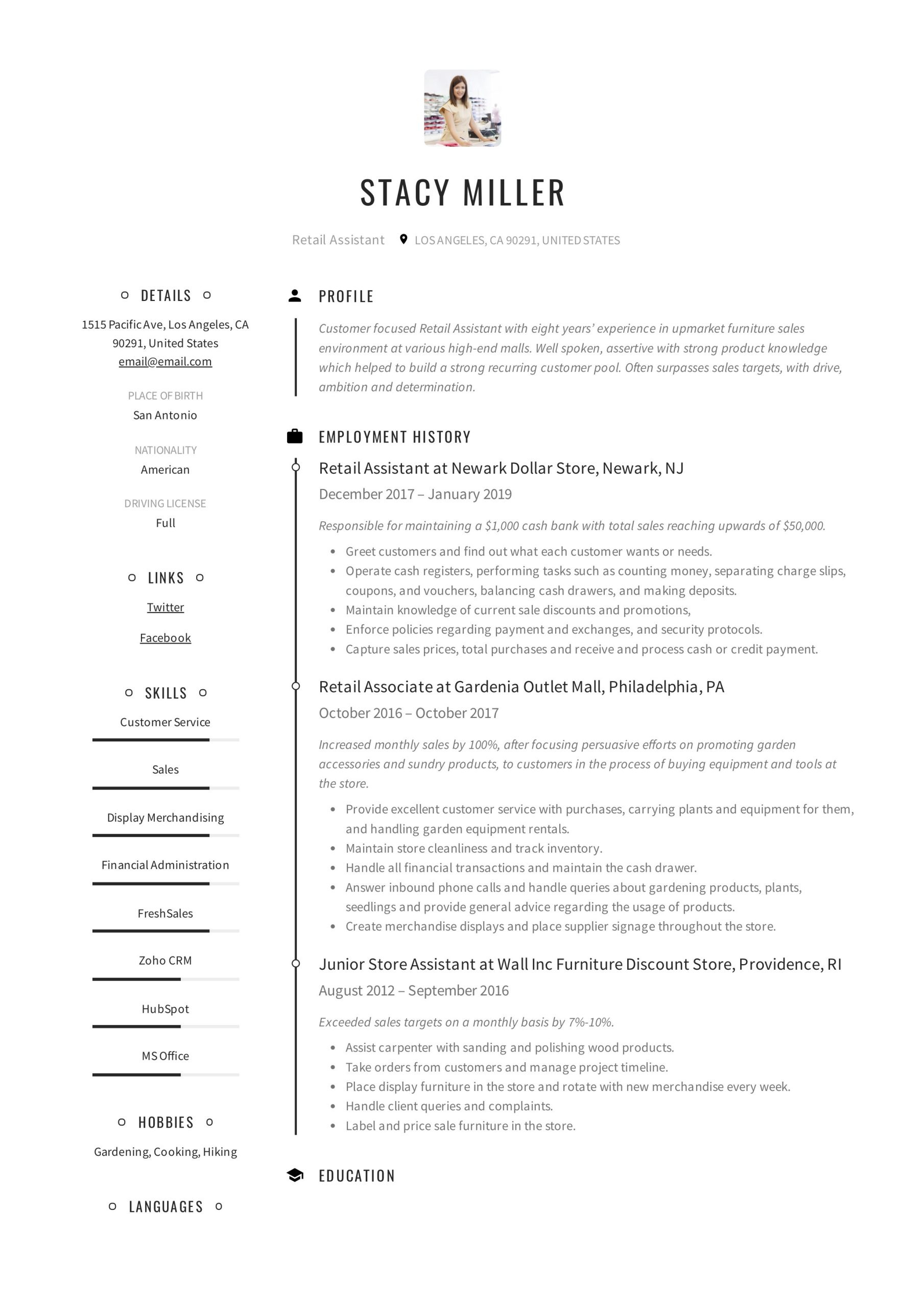 Sample Of Retail assistant Resume Objective 12 Retail assistant Resume Samples & Writing Guide – Resumeviking.com