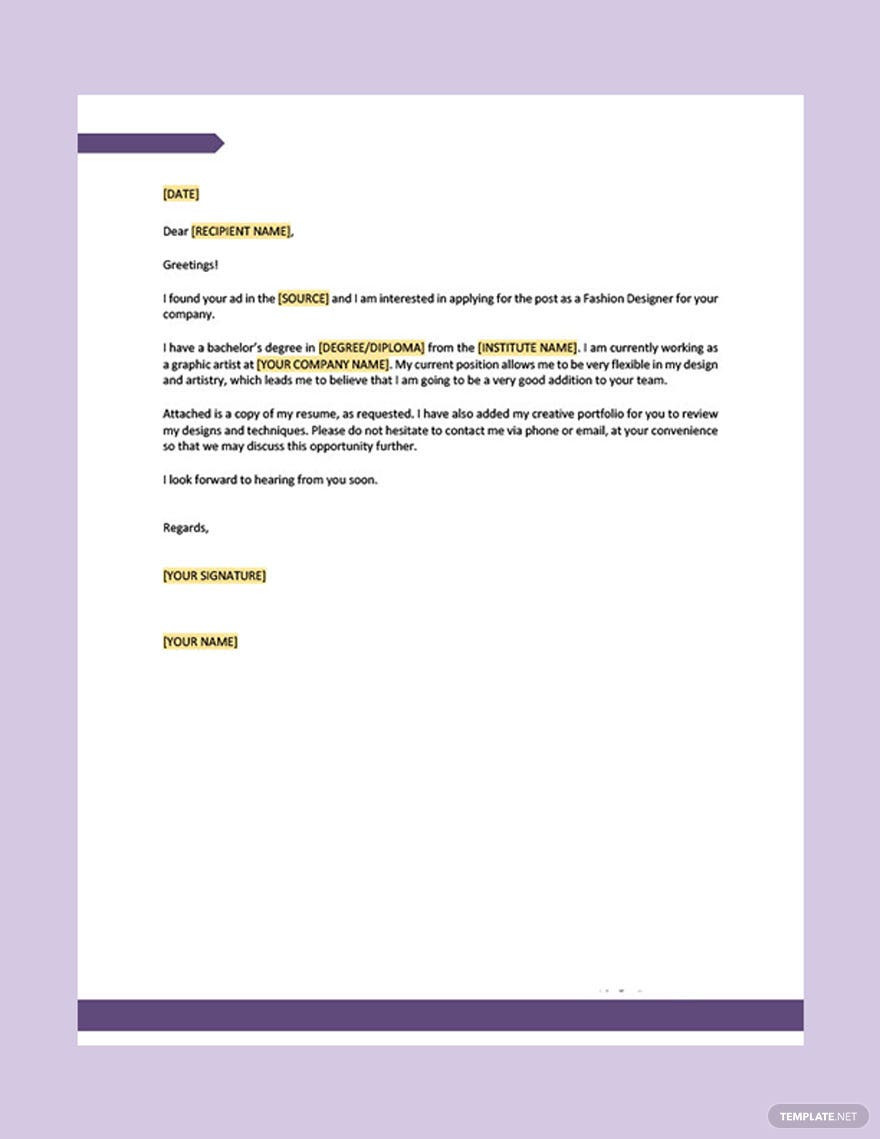 Sample Resume Fashion Marketing Cover Letter Sample Fashion Designer Resume Cover Letter Template – Google Docs …
