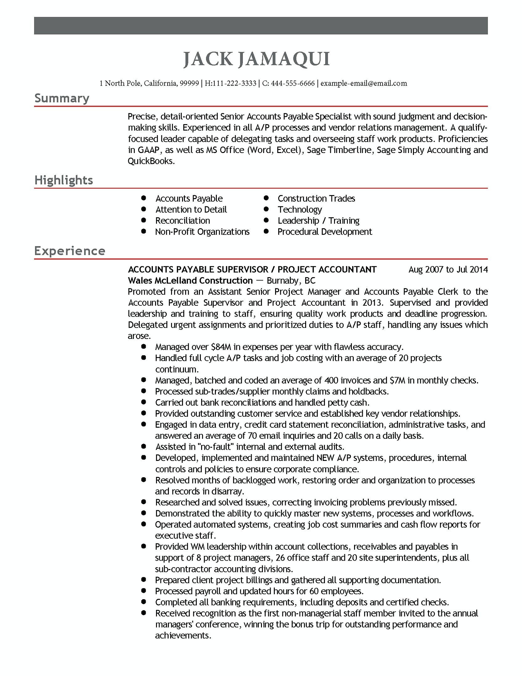 Sample Resume for Accounts Payable Executive Accounts Payable Manager Resume , Accounts Payable Manager Resume … Sample Resume for Accounts Payable Executive Accounts Payable Manager Resume , Accounts Payable Manager Resume …