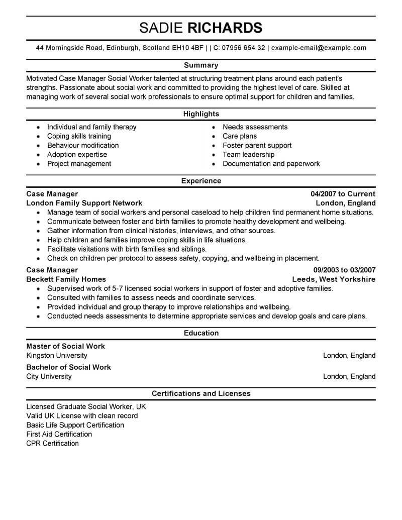 Sample Resume for Case Manager social Work Case Manager Resume Objective Examples October 2021