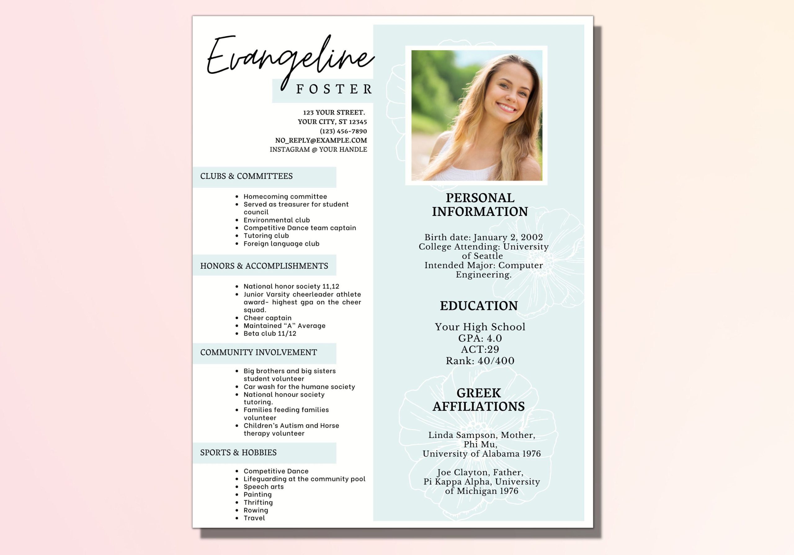 Sample Resume for Dance Team Captain Resume without Photo – Etsy.de