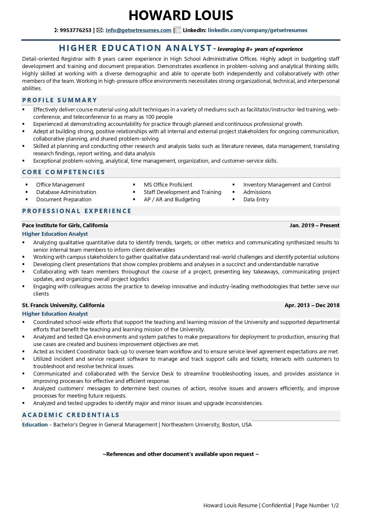 Sample Resume for Data Analyst Higher Education Higher Education Analyst Resume Examples & Template (with Job …