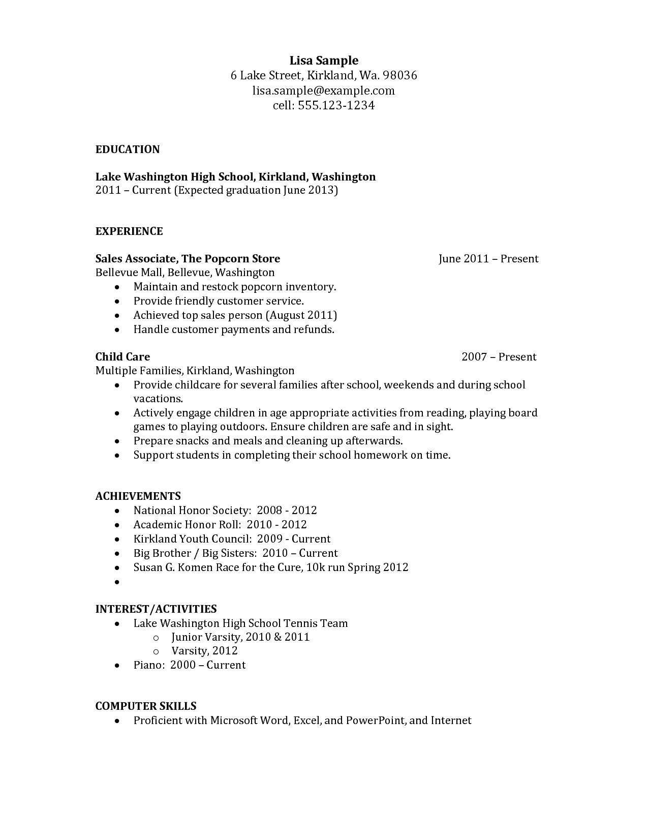 Sample Resume for High School Graduate without Experience Resume format High School Graduate , #format #graduate #resume …