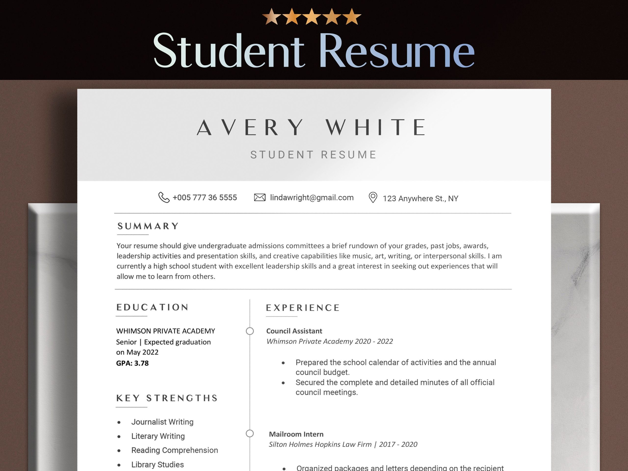 Sample Resume for High School Graduate without Work Experience High School Student Resume with No Work Experience Template – Etsy