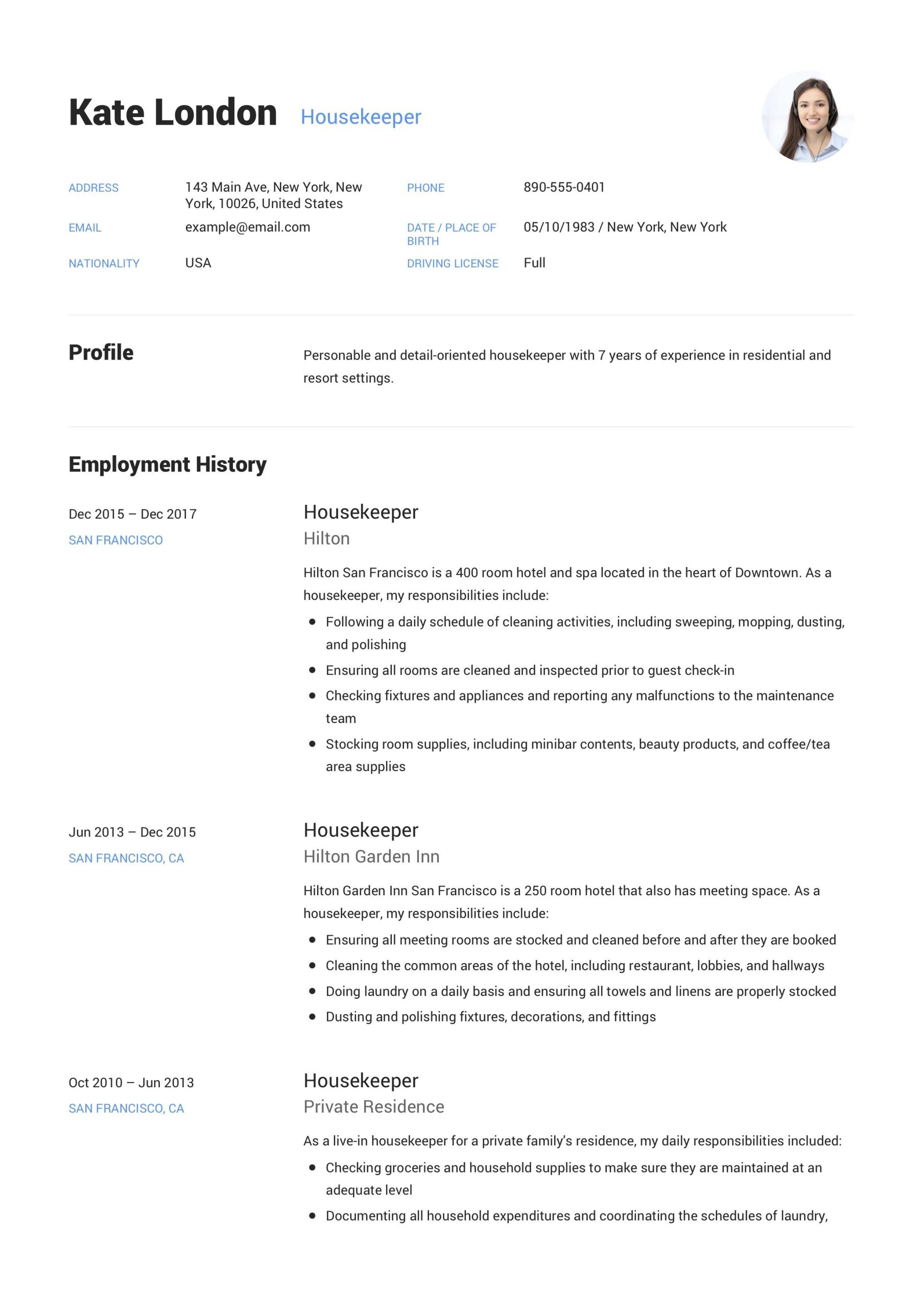 Sample Resume for Housekeeping with No Experience Housekeeper Resume Sample Resume Guide, Resume Skills, Resume …