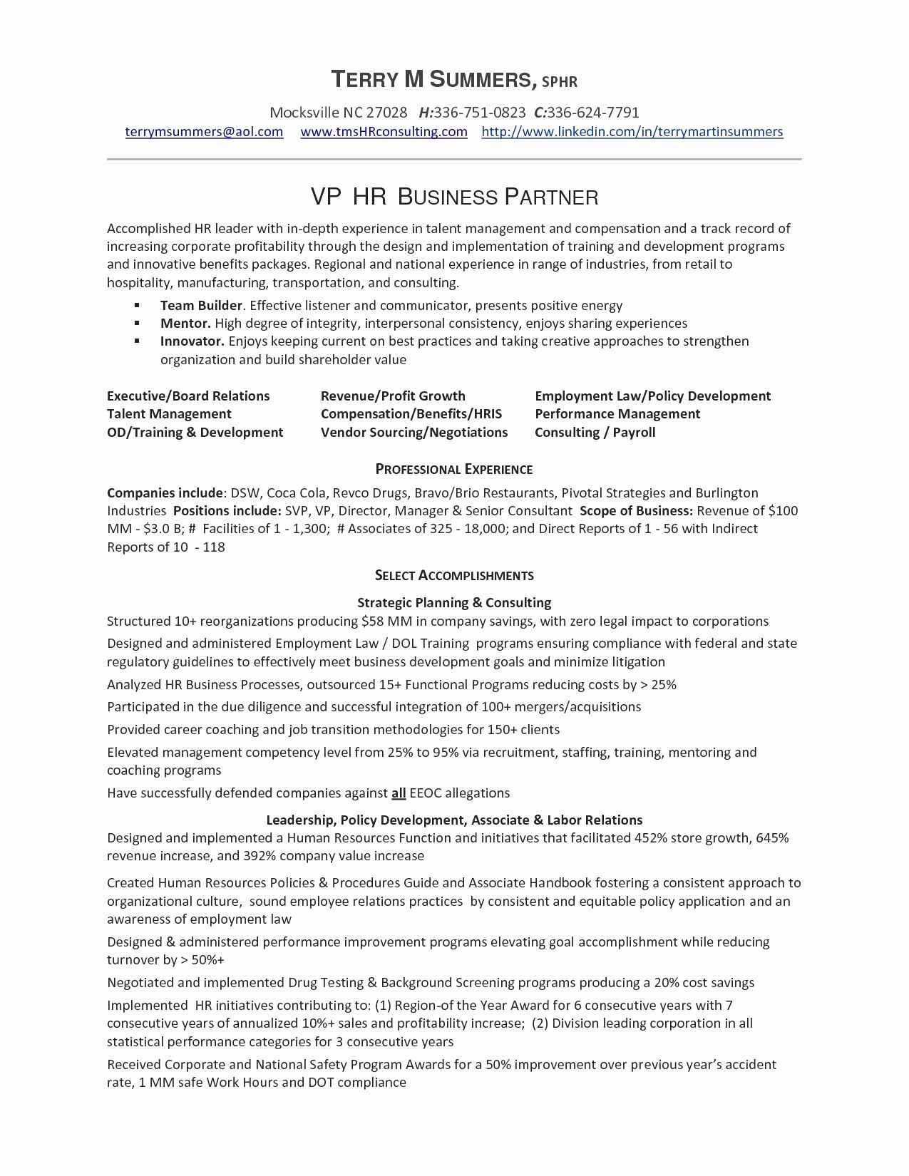 Sample Resume for Hr Business Partner 67 Inspiring Stock Of Resume format for Construction Site …