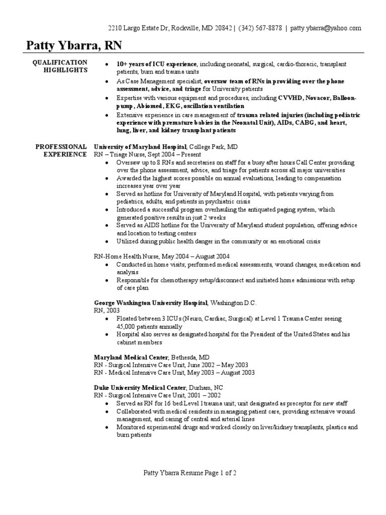 Sample Resume for Icu Registered Nurse Sample Cv Critical Care Nurse August 2021