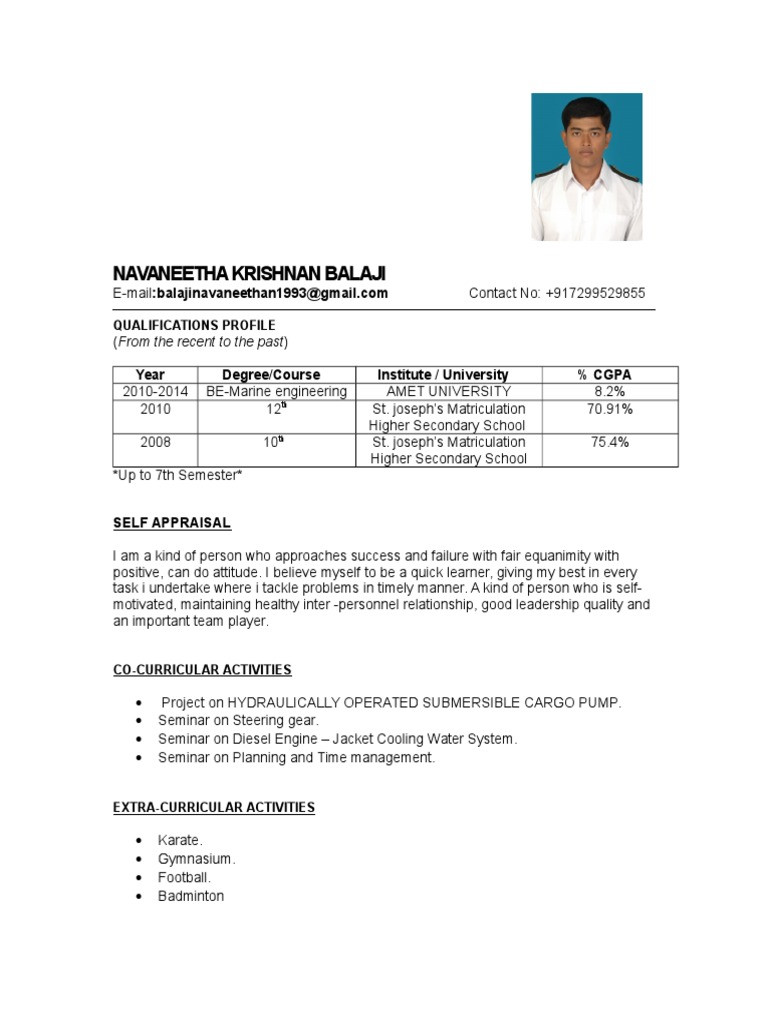 Sample Resume for Marine Engineering Cadet Sample Engine Cadet Resume