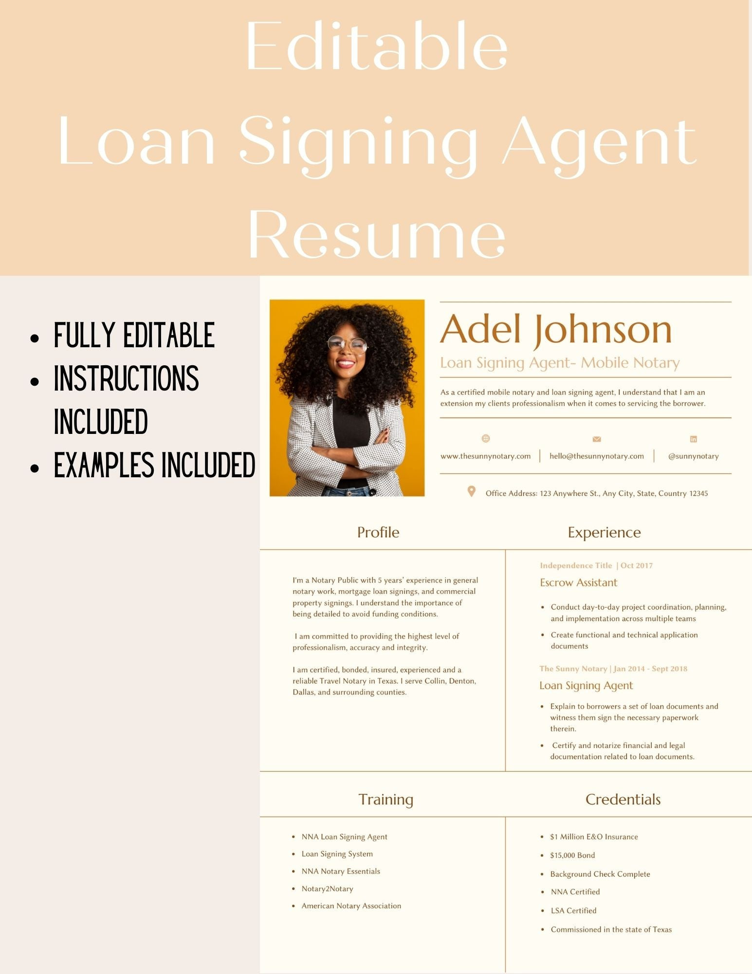 Sample Resume for Notary Signing Agent Editable Loan Signing Agent Resume