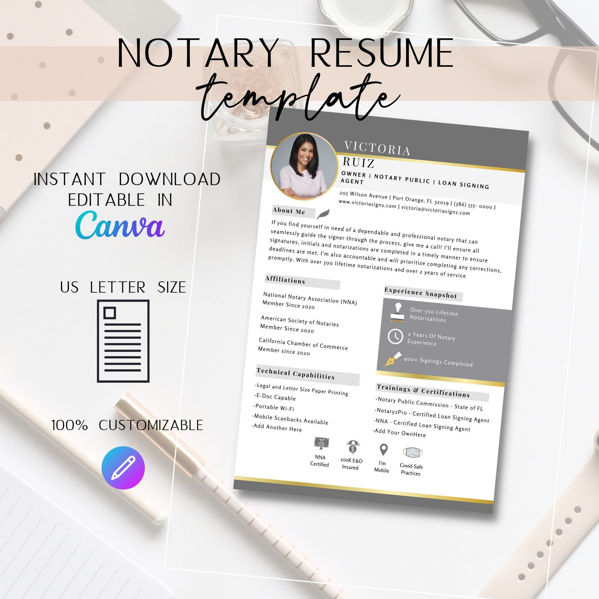 Sample Resume for Notary Signing Agent Notary Marketing Resume Template Loan Signing Agent Resume – Etsy