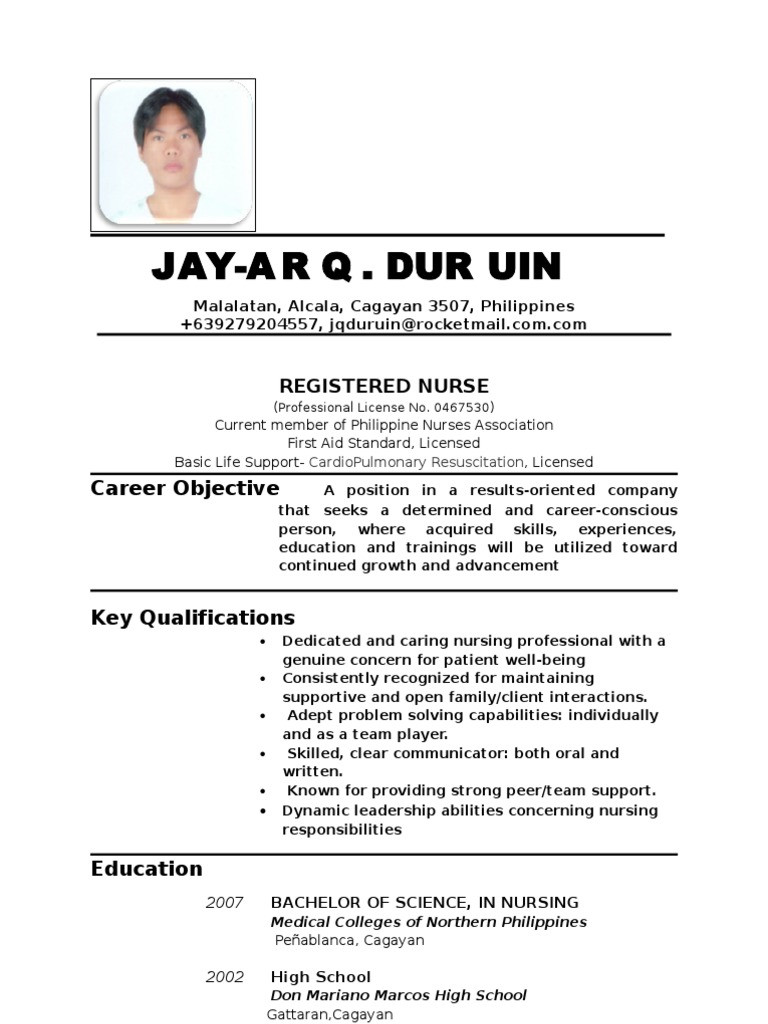 Sample Resume for Nurses In the Philippines Resume Updated Abroad Pdf Nursing Hospital