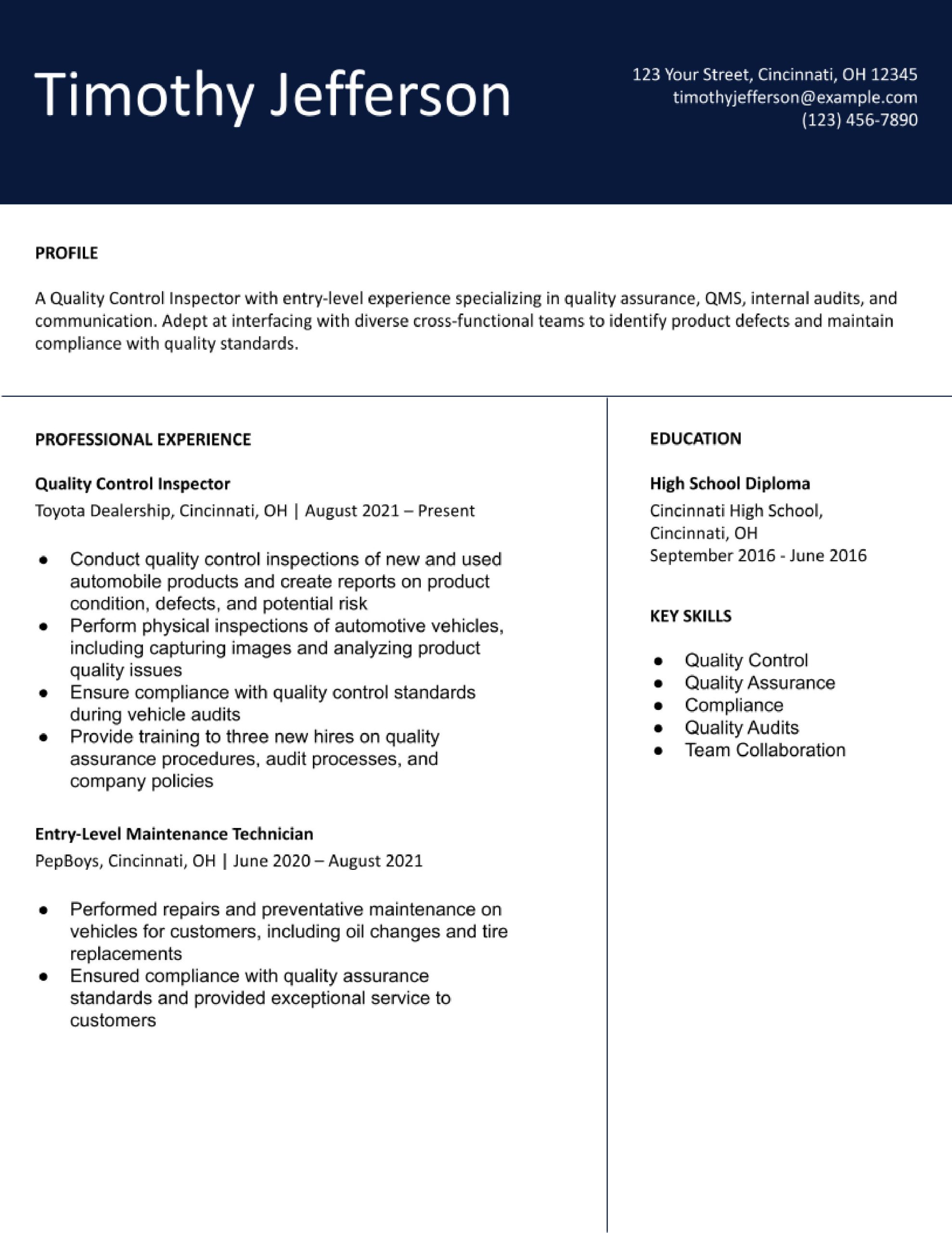 Sample Resume for Quality Control Position Quality Control Resume Examples In 2022 – Resumebuilder.com Sample Resume for Quality Control Position Quality Control Resume Examples In 2022 – Resumebuilder.com