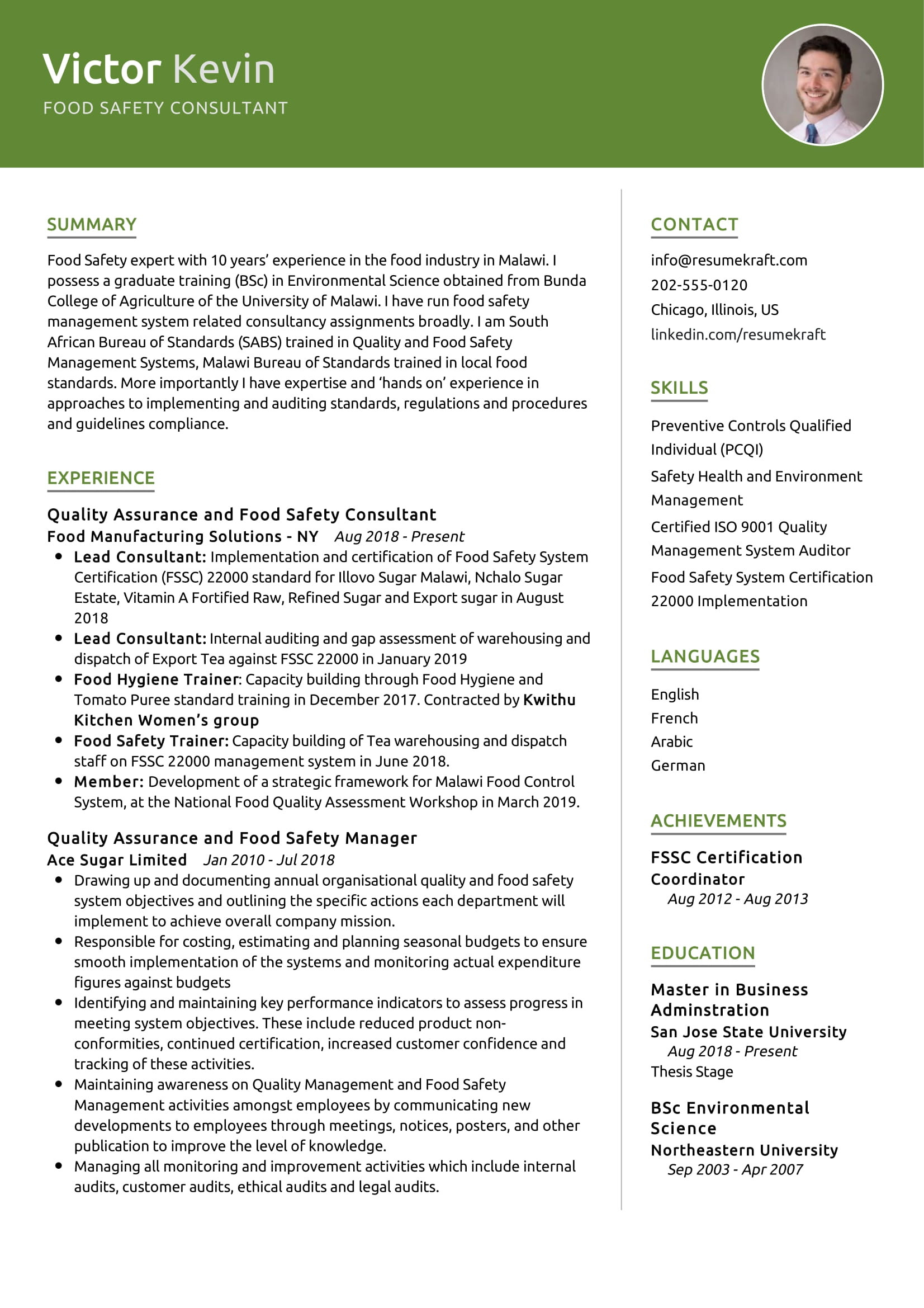 Sample Resume for Site Safety Supervisor Food Safety Consultant Resume Sample 2022 Writing Tips – Resumekraft Sample Resume for Site Safety Supervisor Food Safety Consultant Resume Sample 2022 Writing Tips – Resumekraft