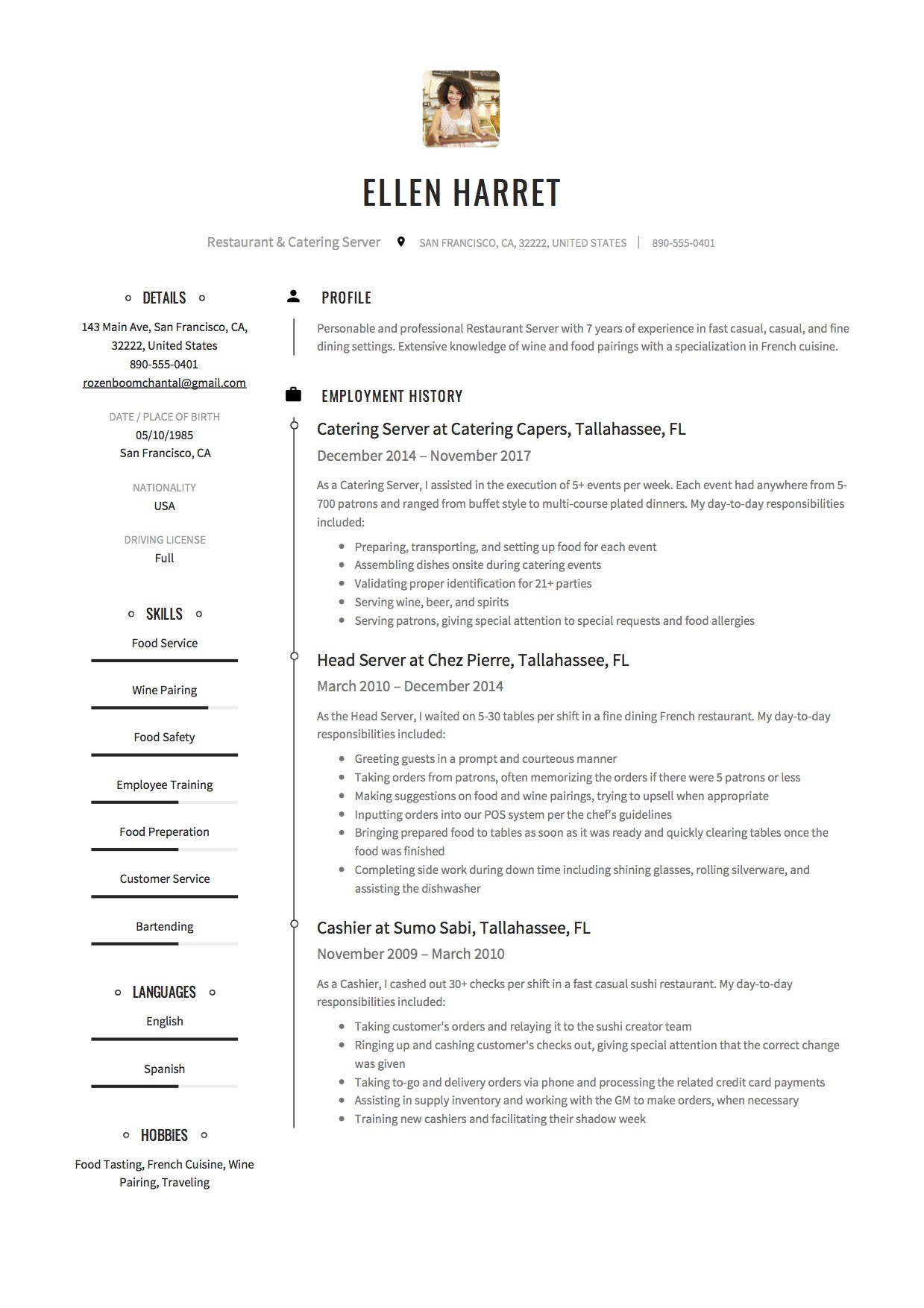 Sample Resume for Wendy S Cashier Server Resume & Writing Guide   17 Examples (free Downloads) 2020