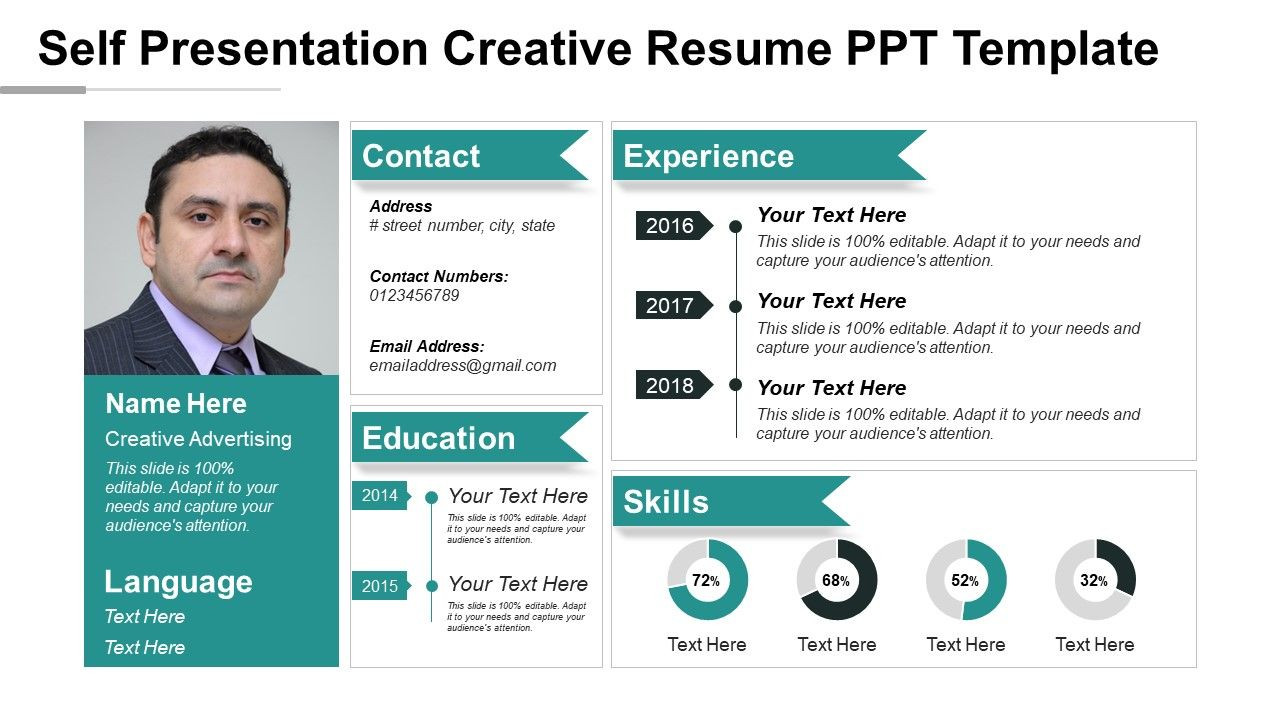 Sample Resume Introduce Yourself Presentation Ppt Self Presentation Creative Resume Ppt Template Presentation …