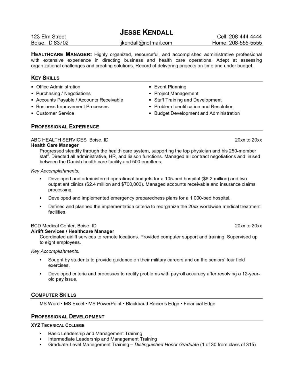 Sample Resume Objectives for Medical Field Resume format Healthcare – Resume format Medical Resume Template …