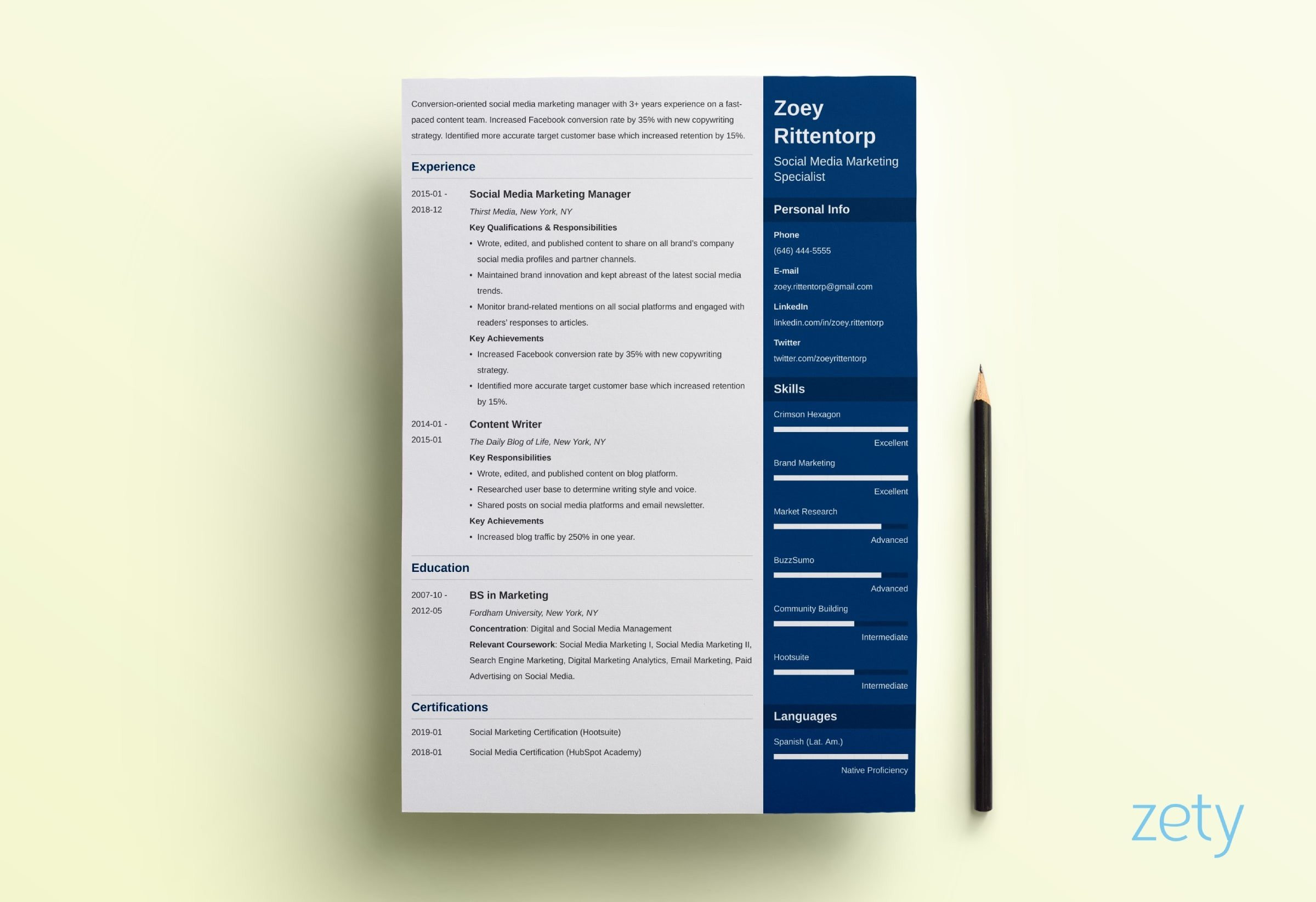 Sample Resume Skills On One Line 15 One Page Resume Templates to Fill-in & Download