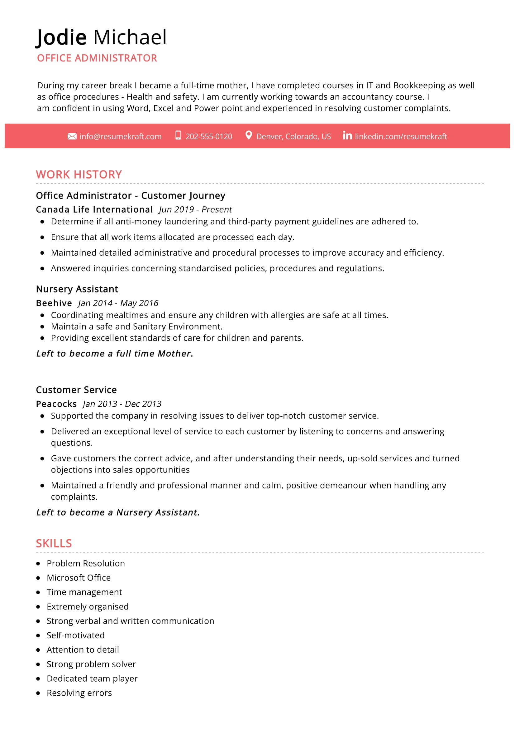 Sample Resume with Recent Career Break Office Administrator Resume Sample 2022 Writing Tips – Resumekraft