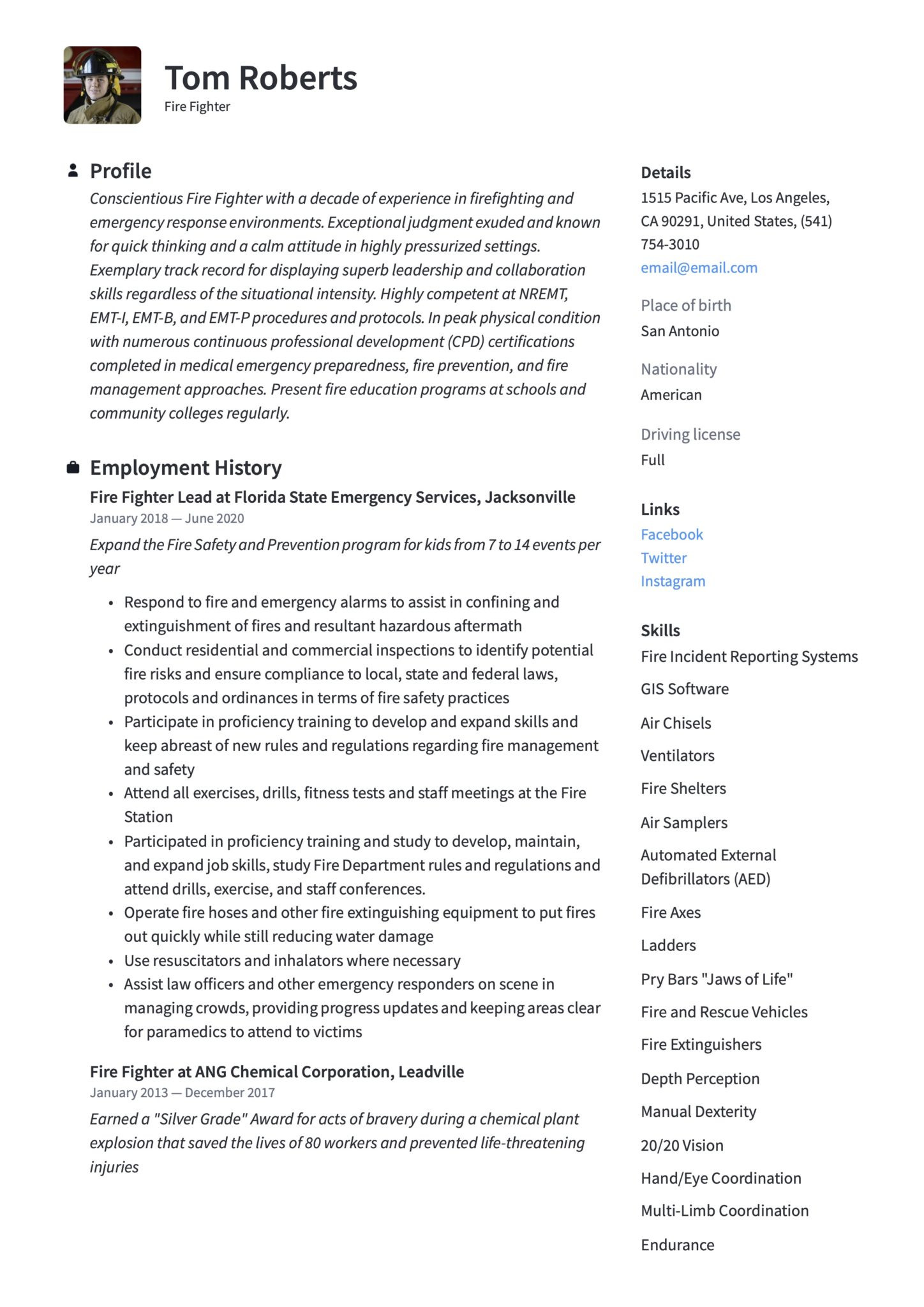 Samples Of Resume for Job as A New Fire Fighter Firefighter Resume & Writing Guide  17 Templates 2022