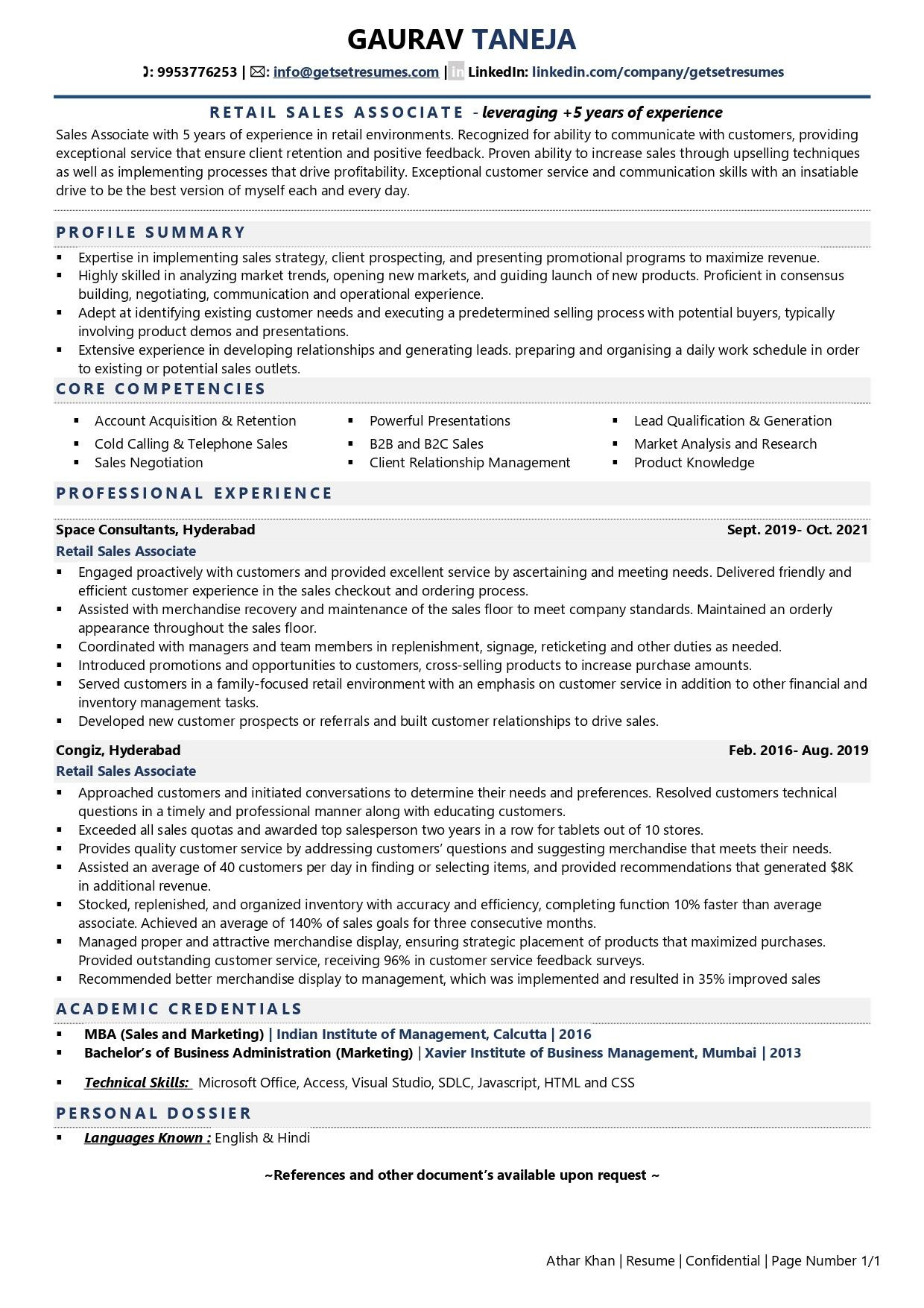 Samples Of Resume for Sales associate Retail Sales associate Resume Examples & Template (with Job …