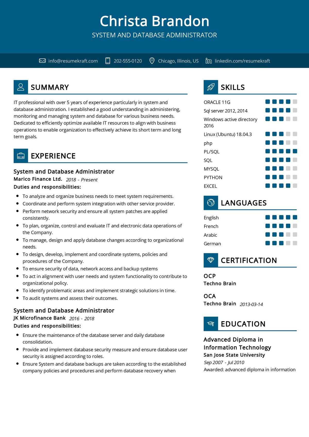 Sql Server Administrator Consultant Resume Sample System and Database Administrator Cv Sample 2022 Writing Tips …