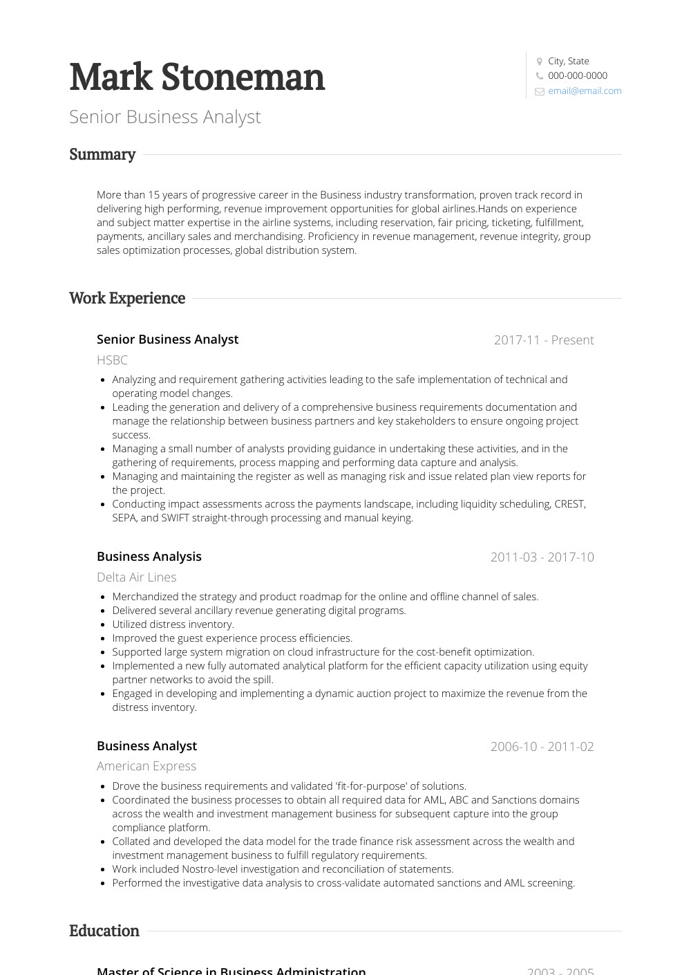 Best Senior Business Analyst Resume Sample Senior Business Analyst Resume Samples and Templates