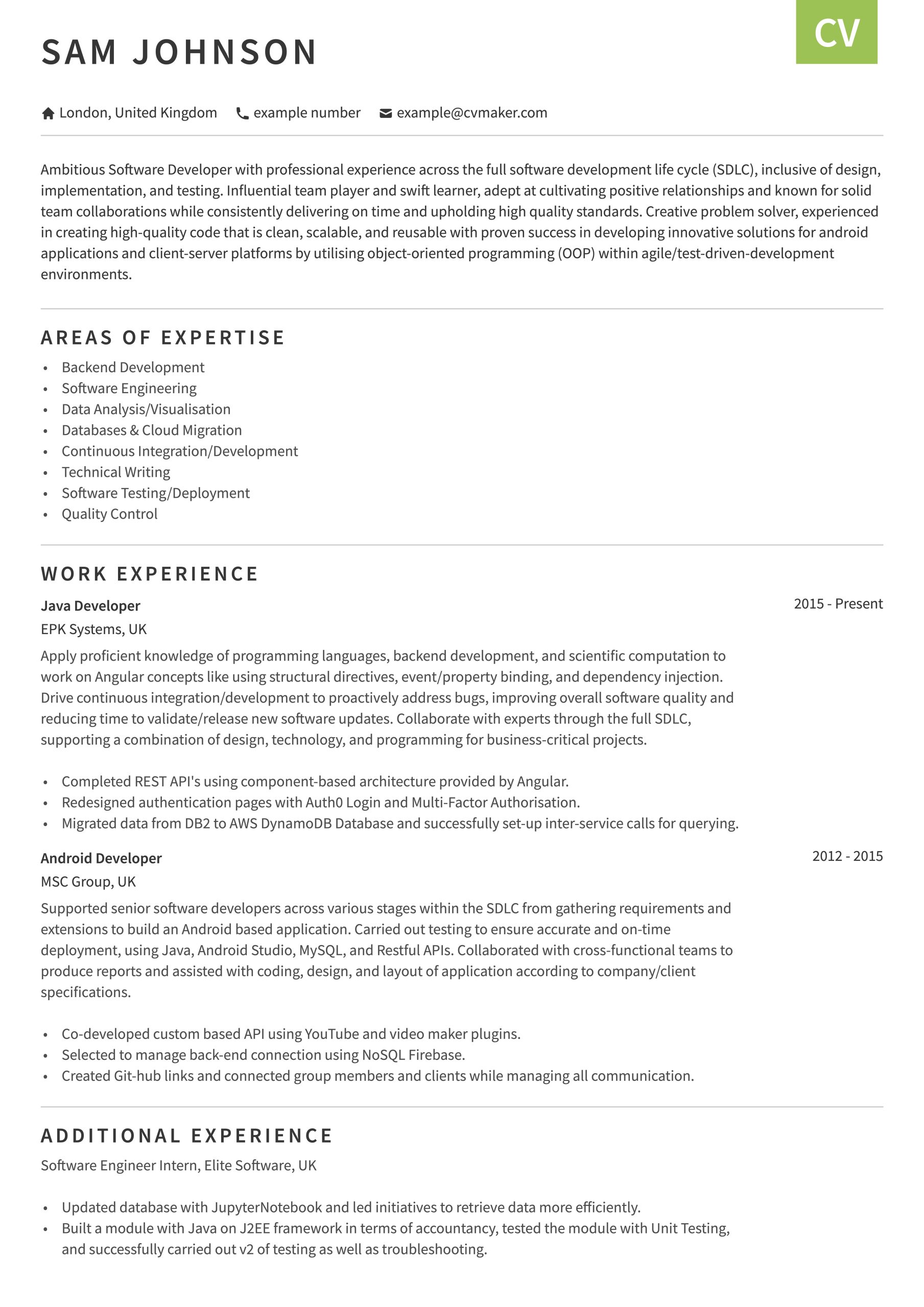 Business Logic Nosql Tdd Indeed Resumes Samples software Developer Cv – Best Guide with Tips and Examples