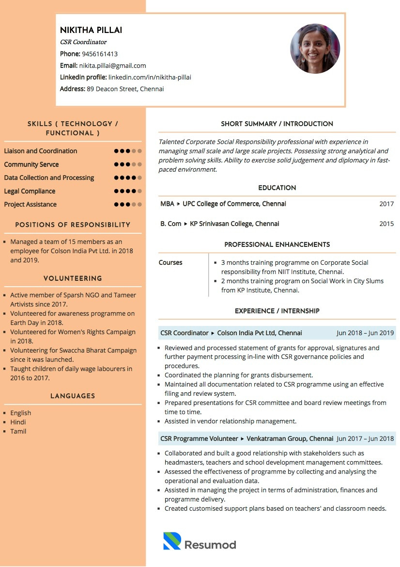 Director Corporate social Responsibility Resume Sample Sample Resume Of Csr Professional with Template & Writing Guide …