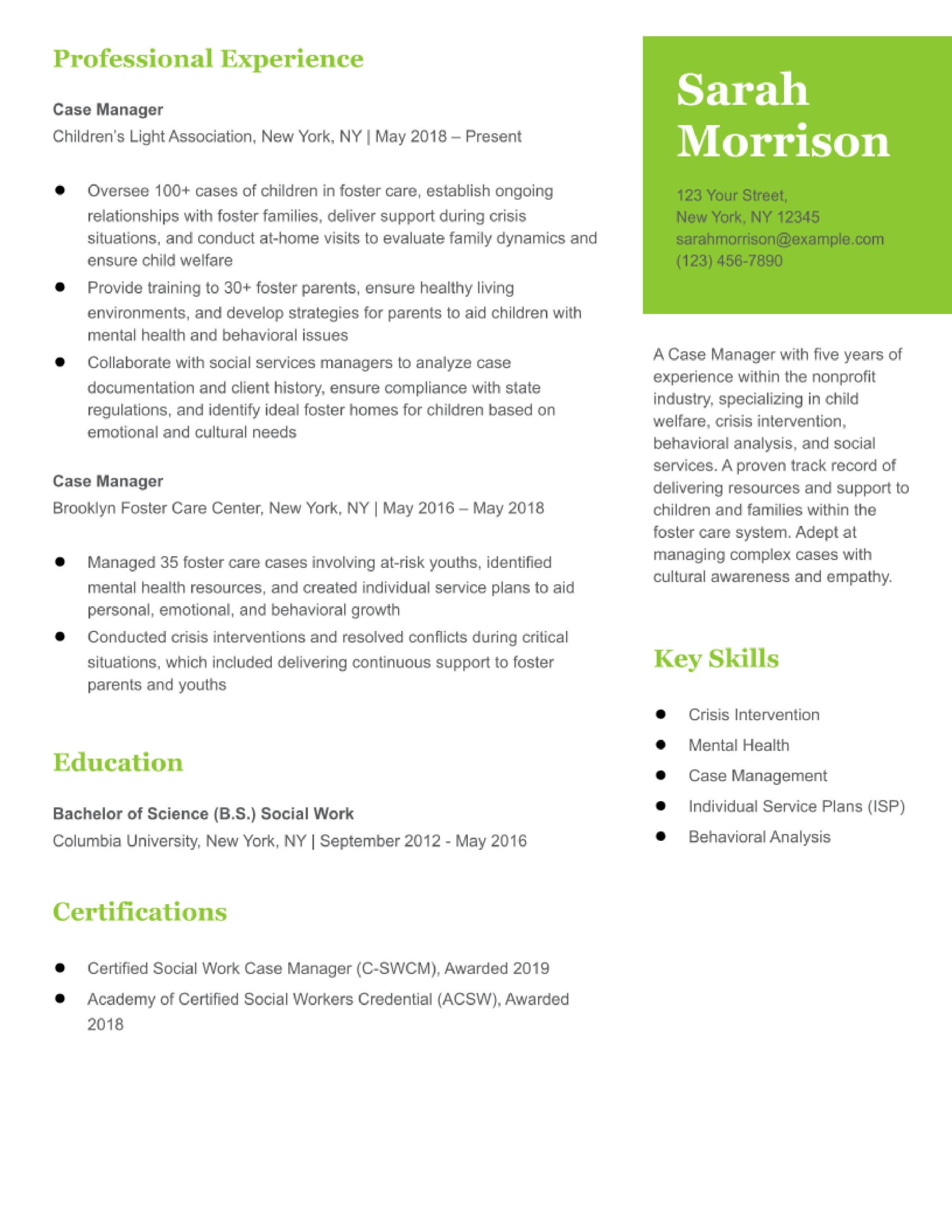 Director Of Case Management Sample Resume Case Manager Resume Examples In 2022 – Resumebuilder.com