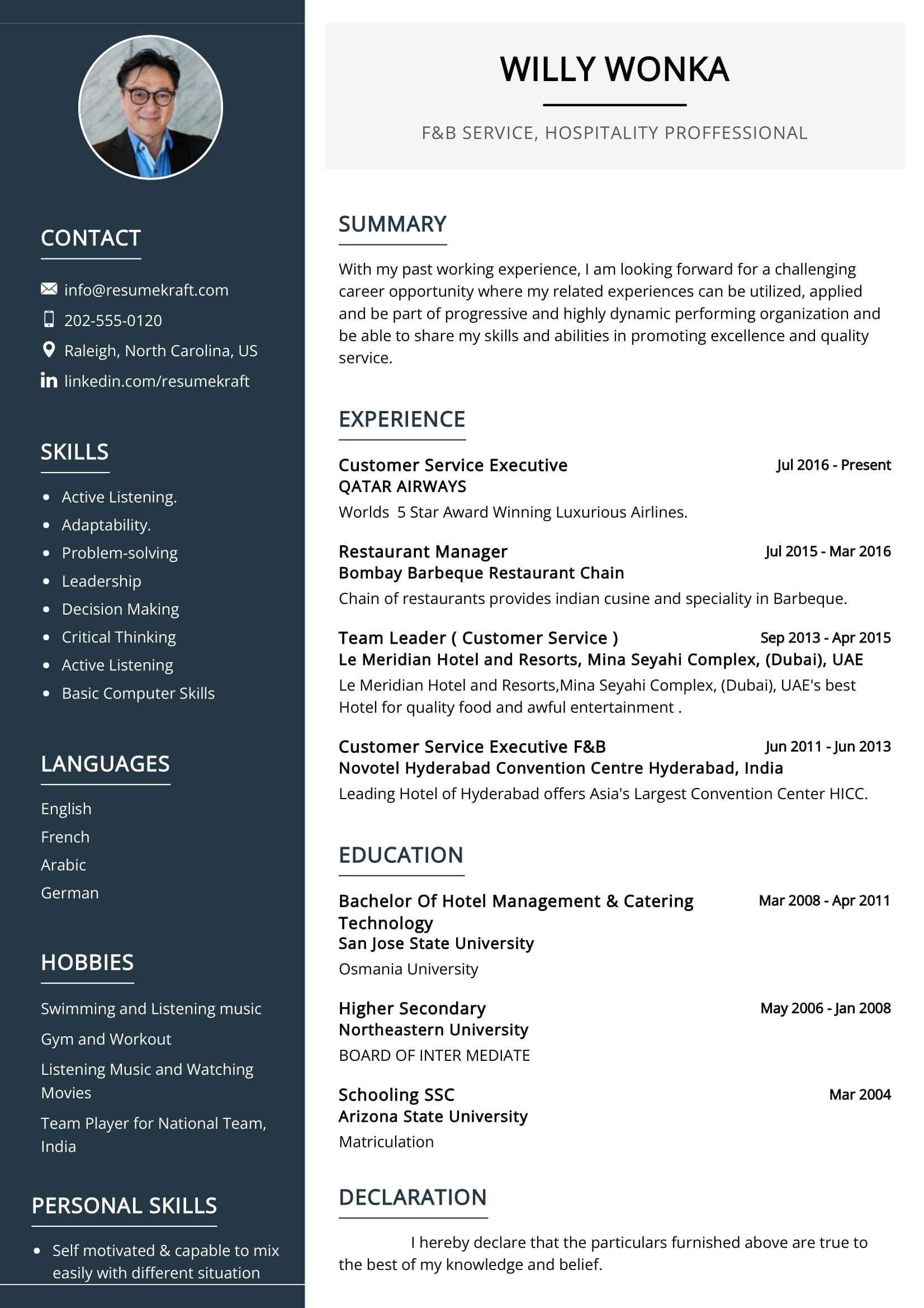 Food and Beverage Objective Resume Sample F&b Service Hospitality Resume Sample 2022 Writing Tips …