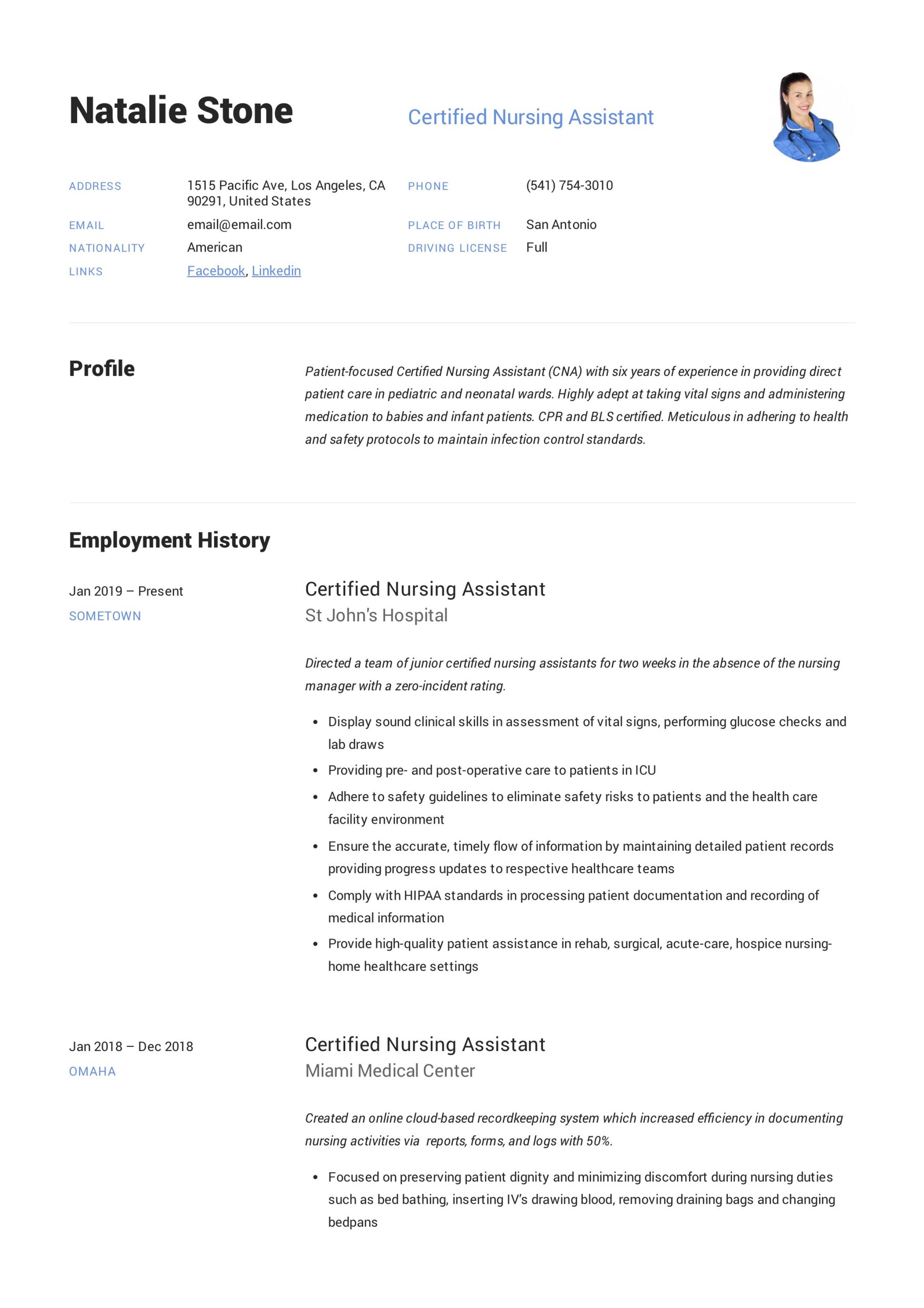 Free Sample Resume for Nursing assistant Certified Nursing assistant Resume & Writing Guide 12 Templates …