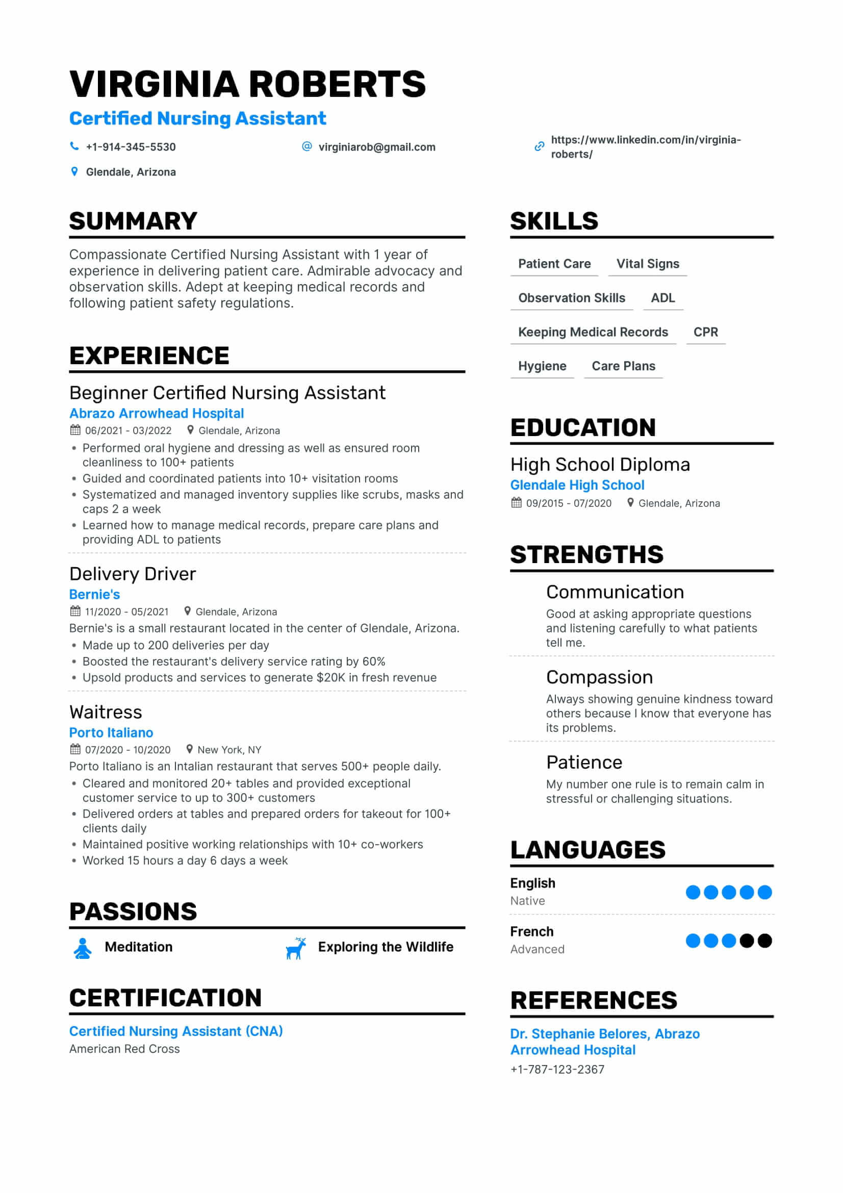Free Sample Resume for Nursing assistant top-notch Certified Nursing assistant Service Resume Examples …