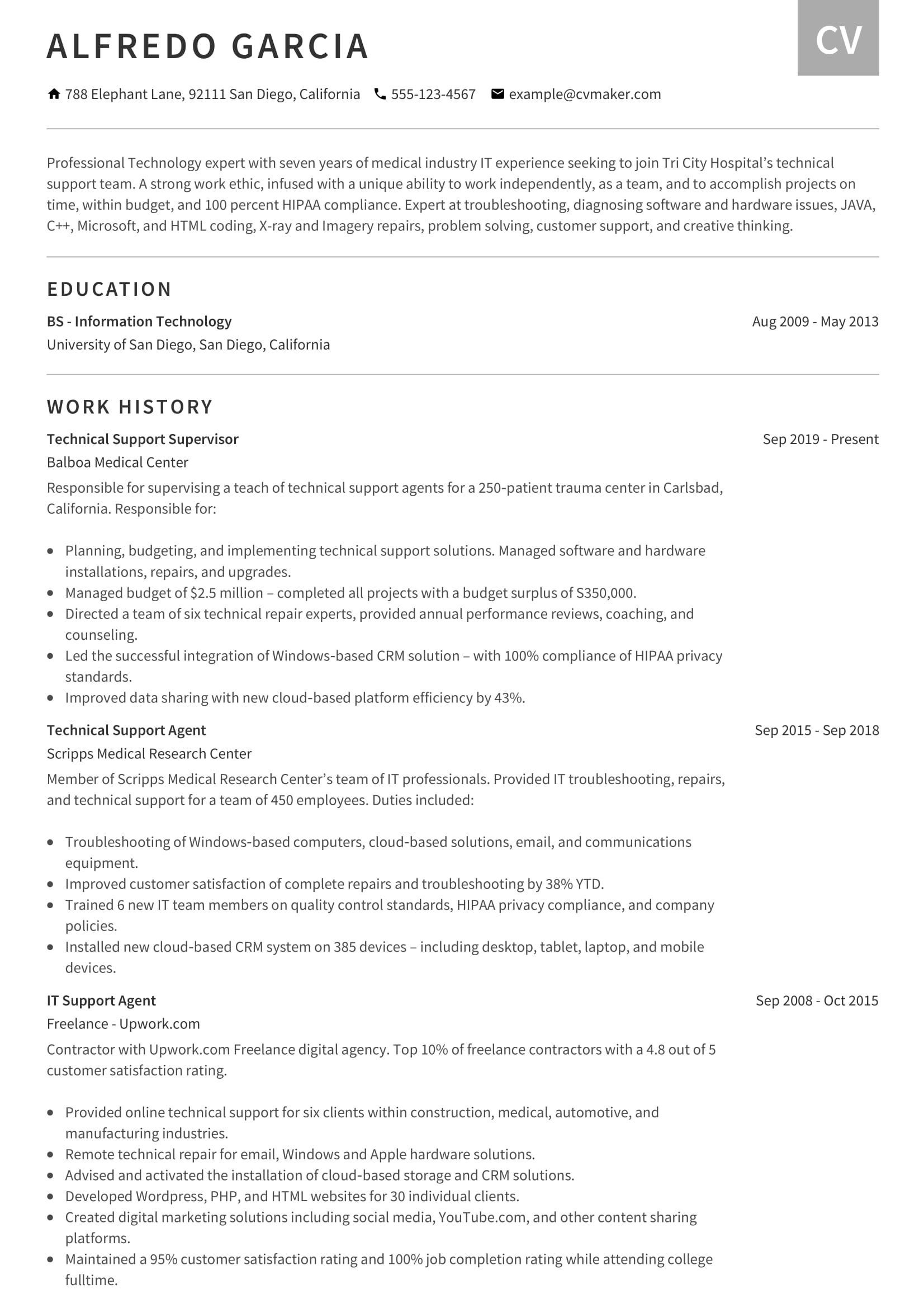 Medical Equipment Technical Support Specialist Resume Samples Technical Support Resume Example, Template & Writing Tips 2021 …