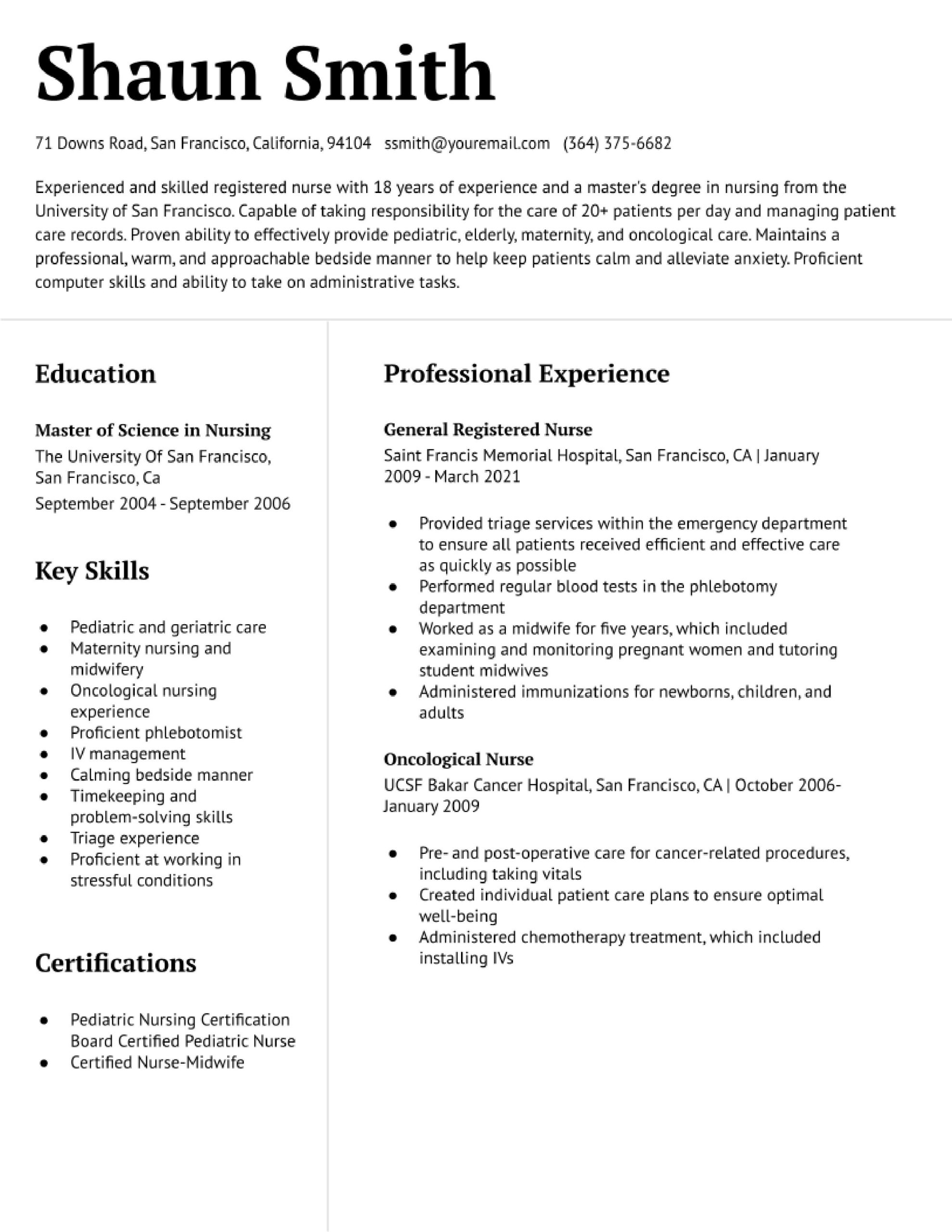 Pediatric Private Duty Nurse Resume Sample Registered Nurse Resume Examples In 2022 – Resumebuilder.com