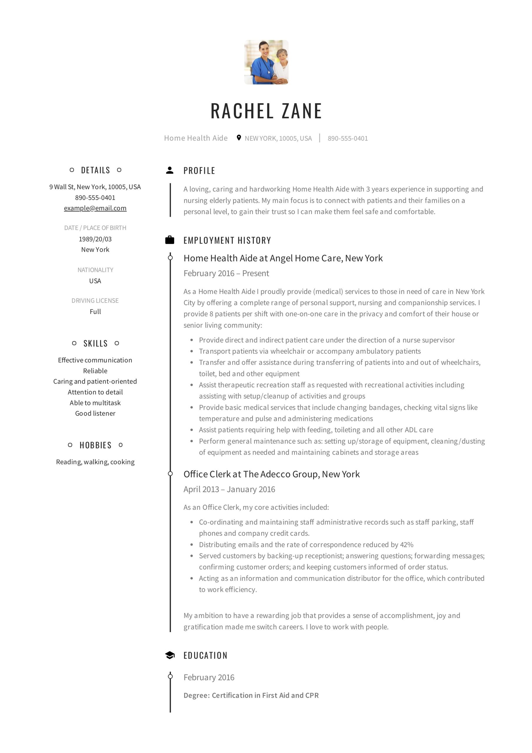 Residential Home Shift Supervisor Sample Resume Home Health Aide Resume Guide 12 Examples Pdf