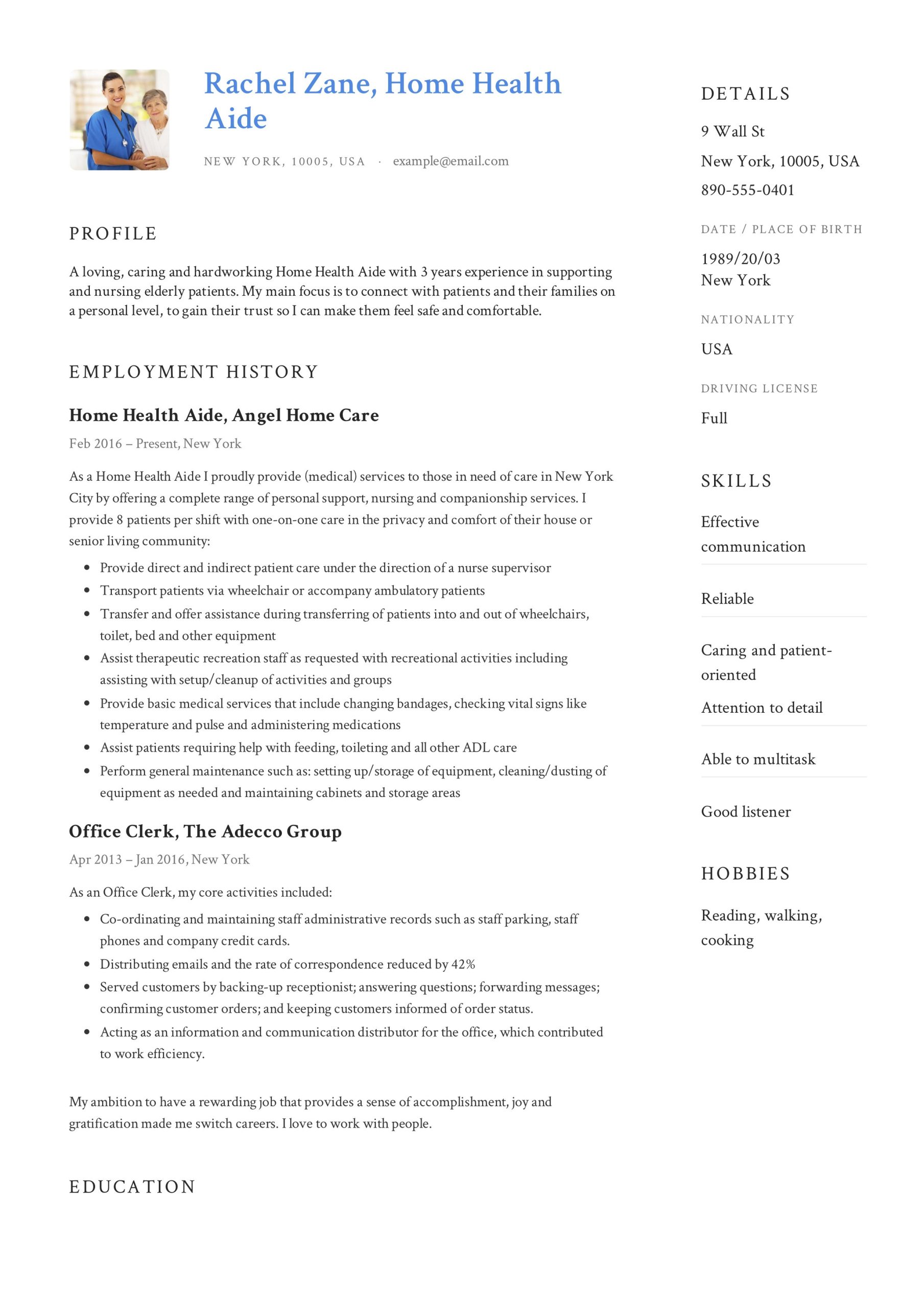 Residential Home Shift Supervisor Sample Resume Home Health Aide Resume Guide 12 Examples Pdf