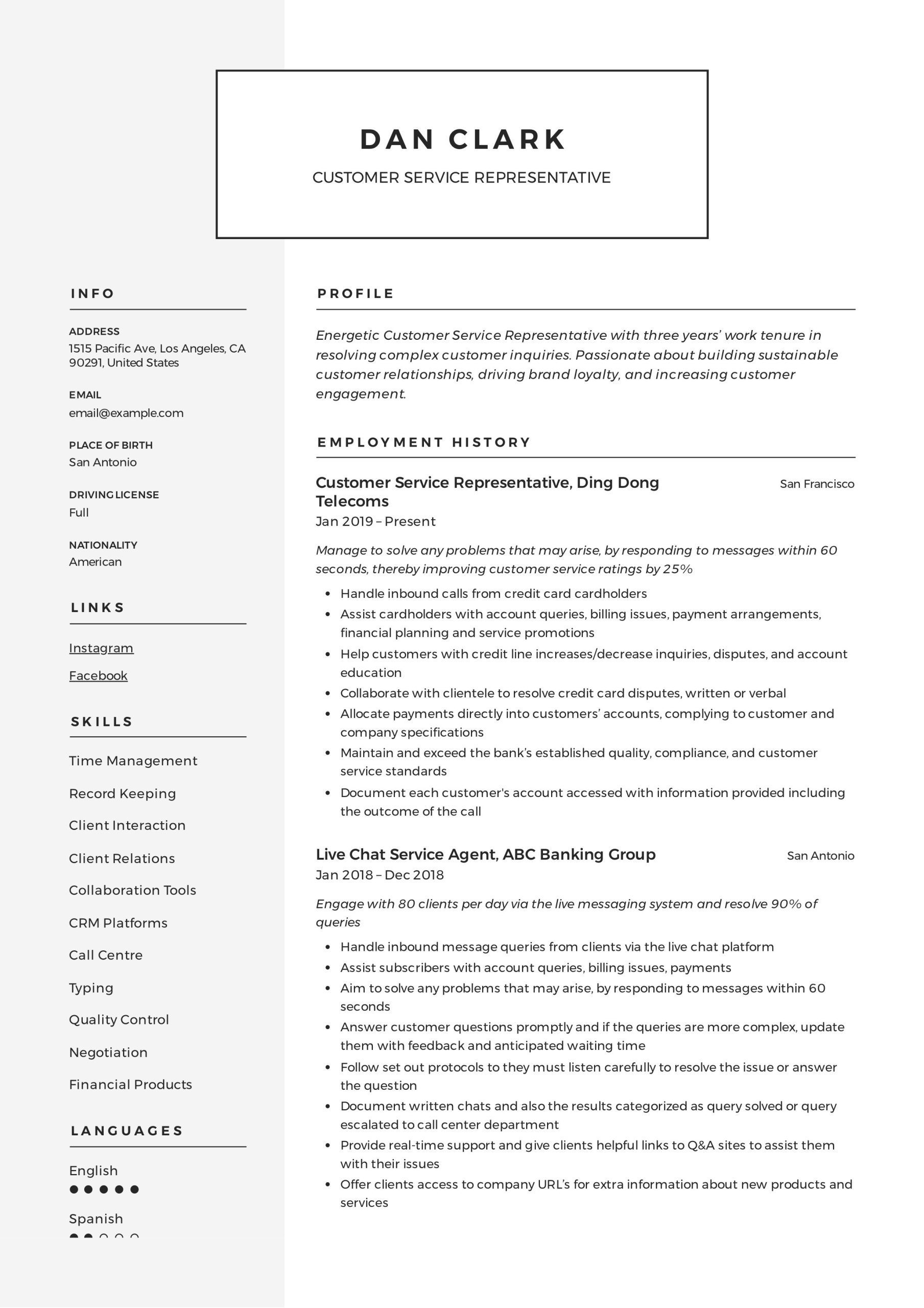 Resume Sample for Enterprise Senior Customer Service Representative Customer Service Representative Resume & Guide 12 Pdf 2022