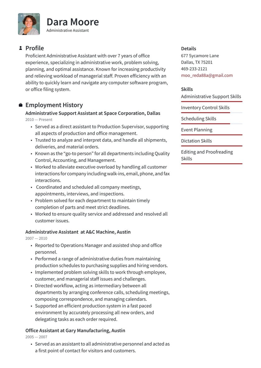 Resume Sample Of A Person Working In the Drive Truogh Administrative assistant Resume Examples & Writing Tips 2022 (free