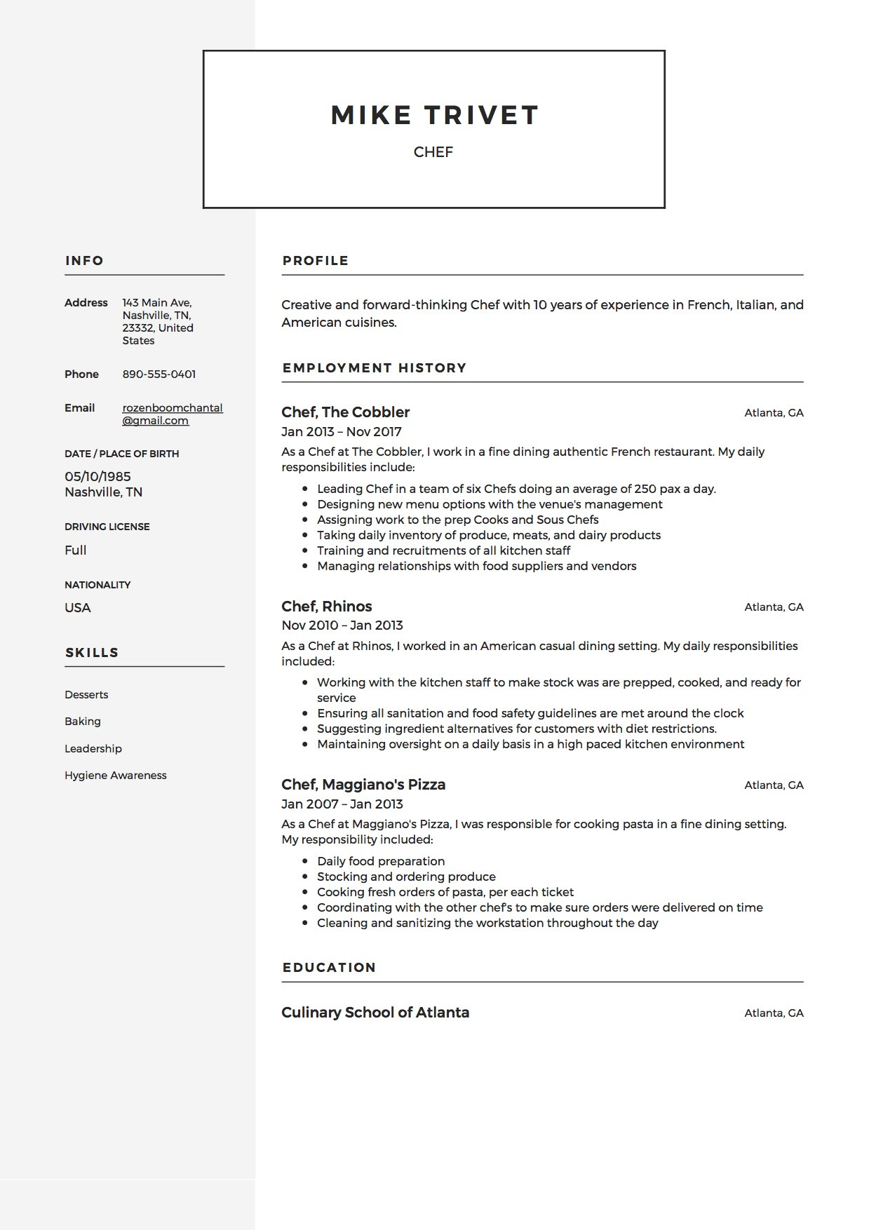 Resume Sample Of A Pizza Maker Chef Resume & Writing Guide 12 Free Templates Pdf 2022