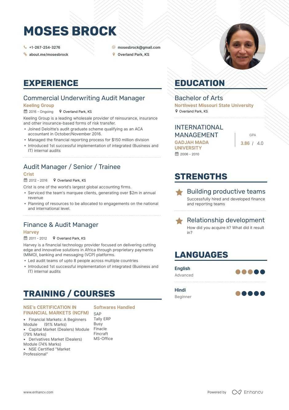 Sample Of About Me In Resume top Audit Manager Resume Examples & Samples for 2021 Enhancv.com