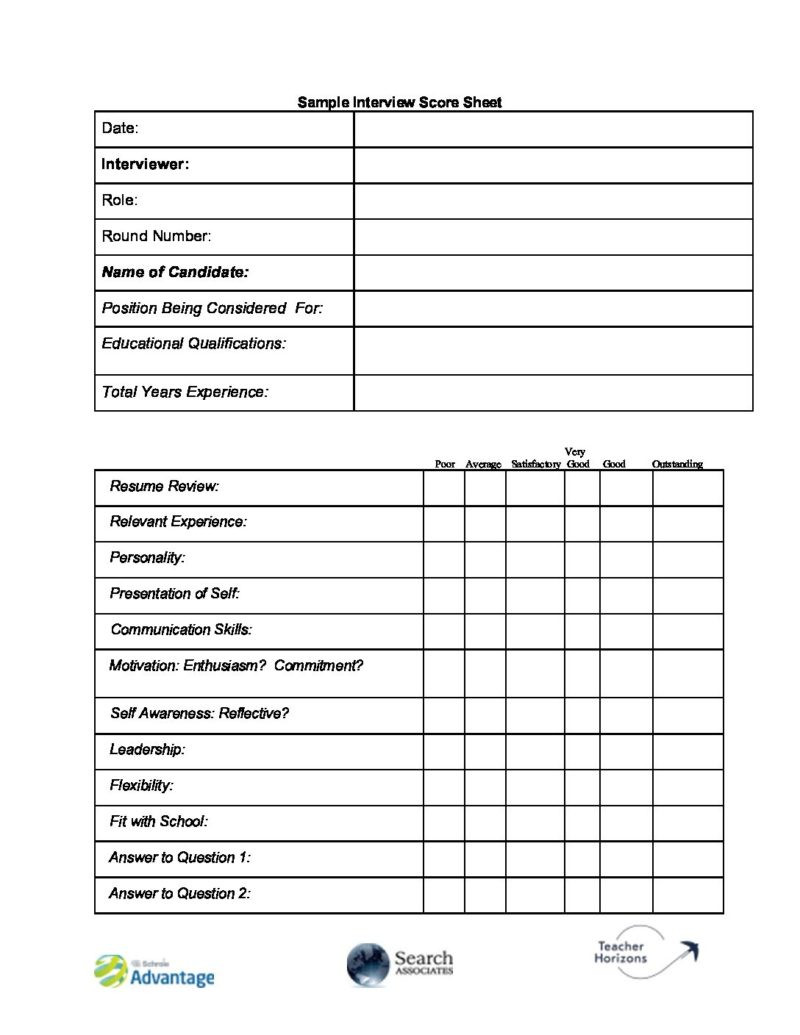 Sample Resume and Interview Score Sheet Recruiting In A Changing World â Sample Interview Score Sheet …