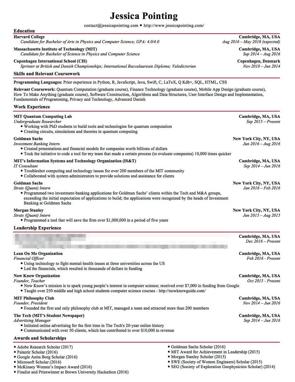 Sample Resume Finance Internship College Student Excellent RÃ©sumÃ© Example for Tech, Consulting, Finance Internships